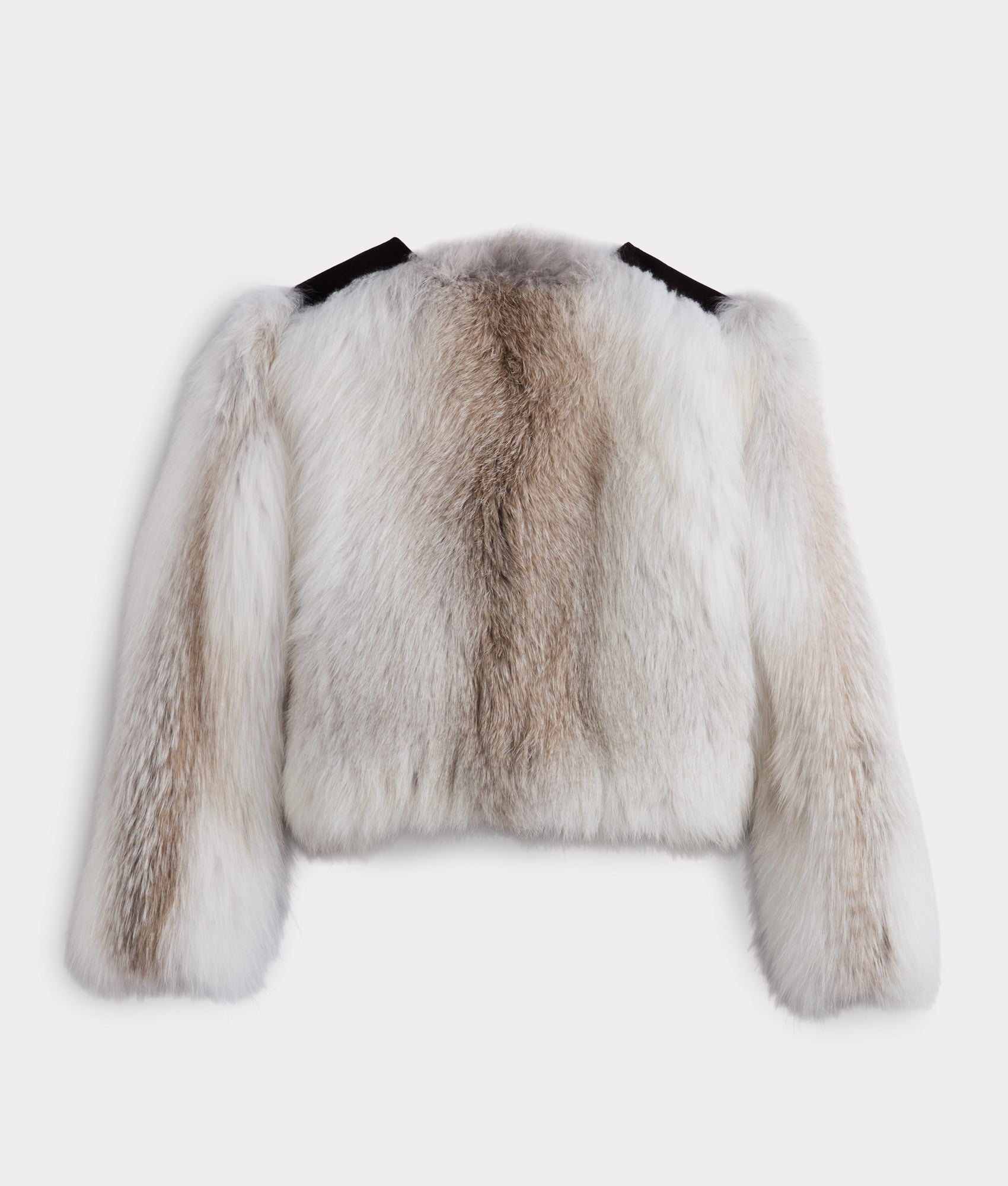 Francesca Feathered Fox Jacket :: White/Black - Image 3