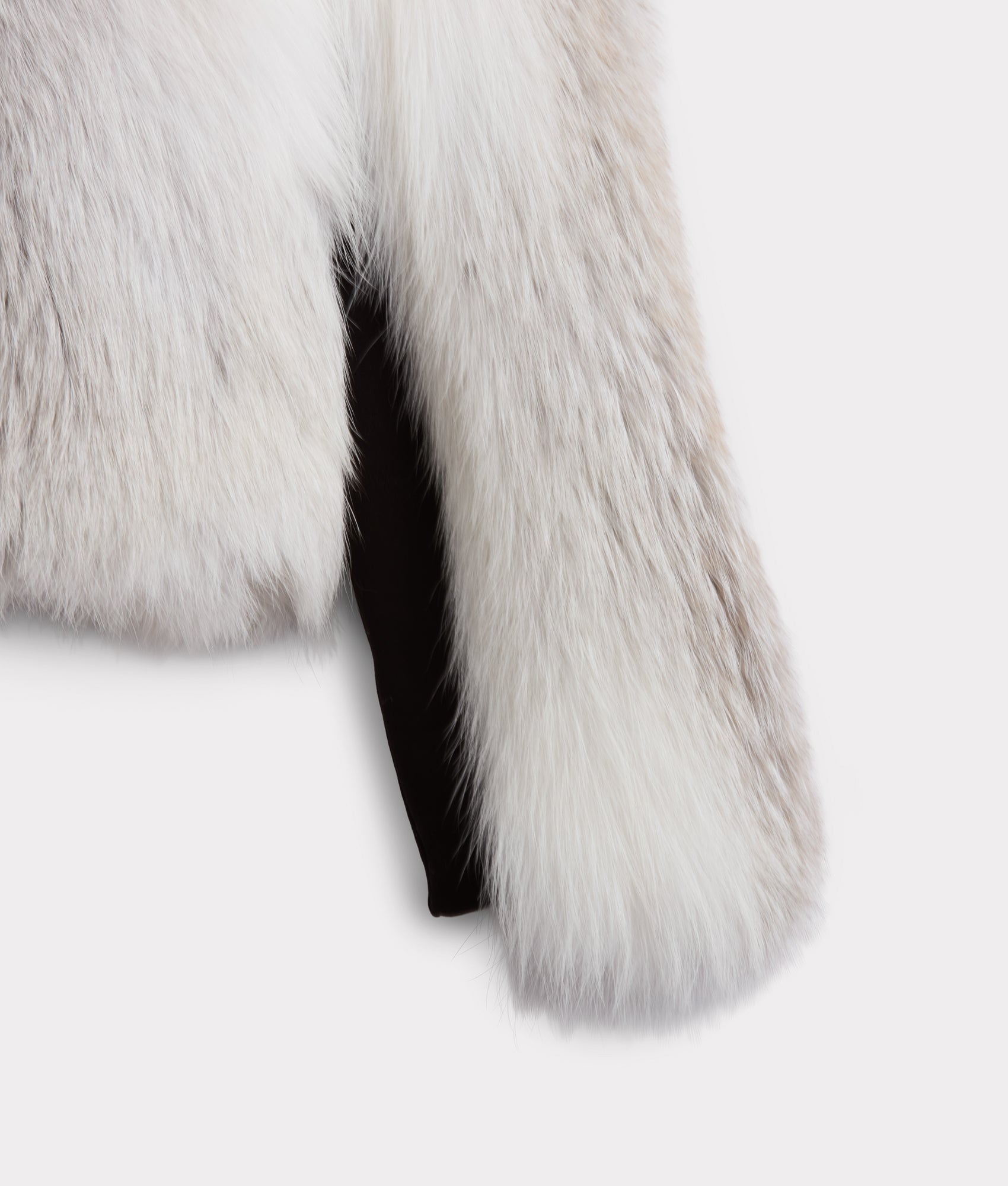 Francesca Feathered Fox Jacket :: White/Black - Image 4