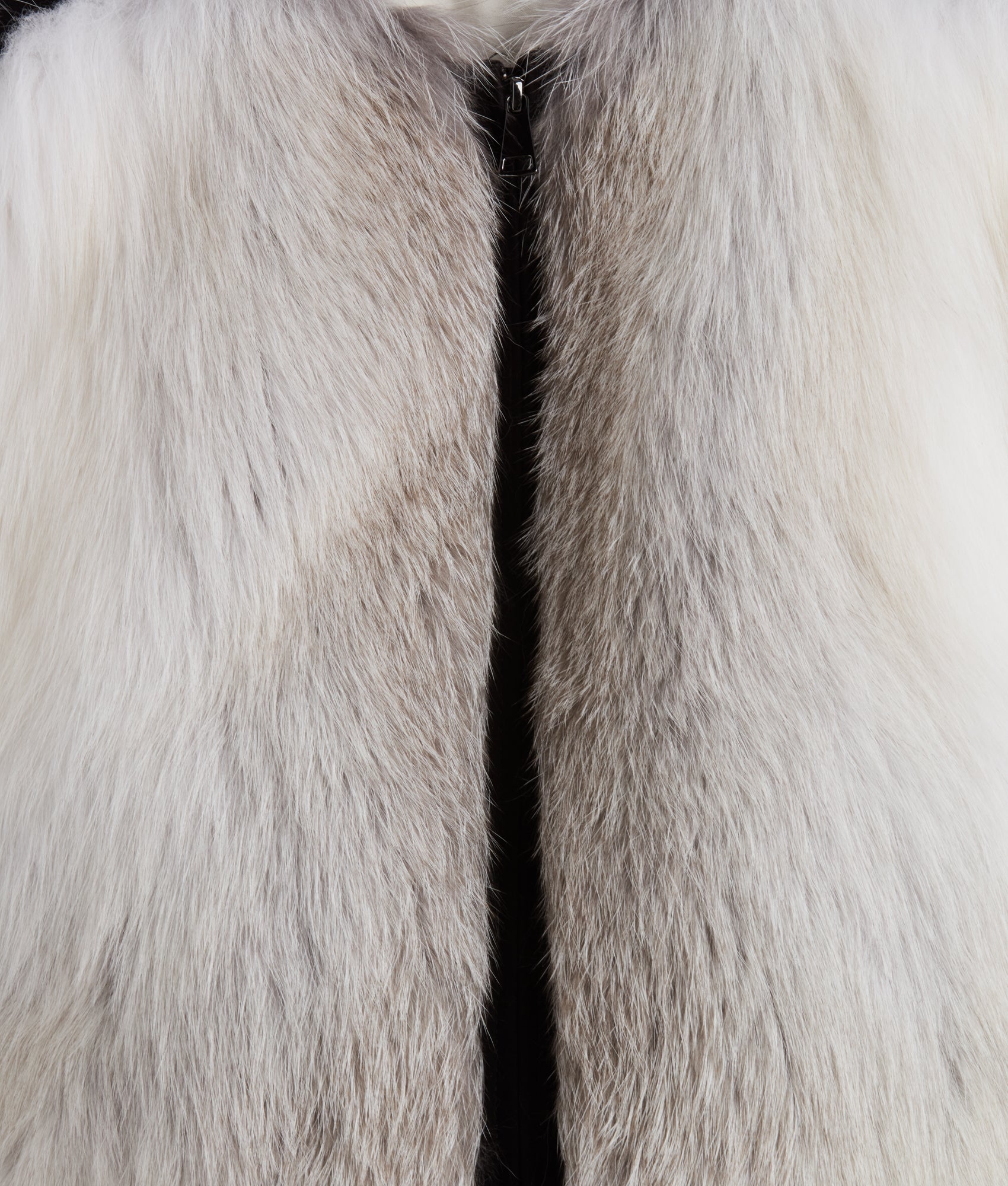 Francesca Feathered Fox Jacket :: White/Black - Image 7