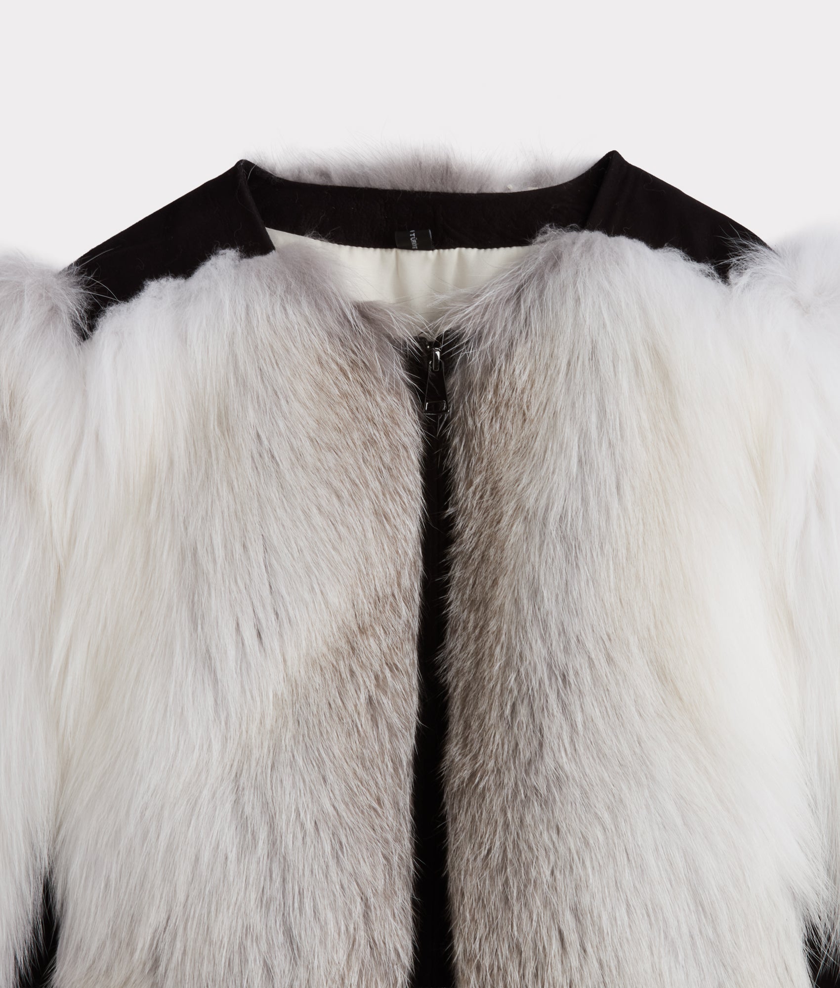 Francesca Feathered Fox Jacket :: White/Black - Image 5