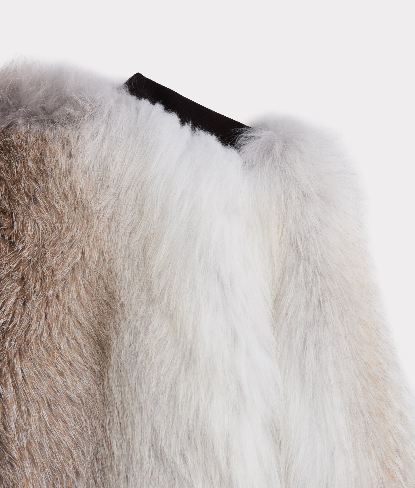 Francesca Feathered Fox Jacket :: White/Black - Image 9