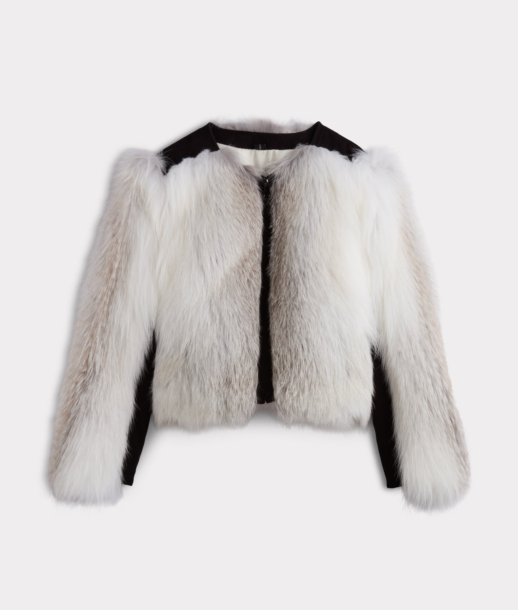 Francesca Feathered Fox Jacket :: White/Black