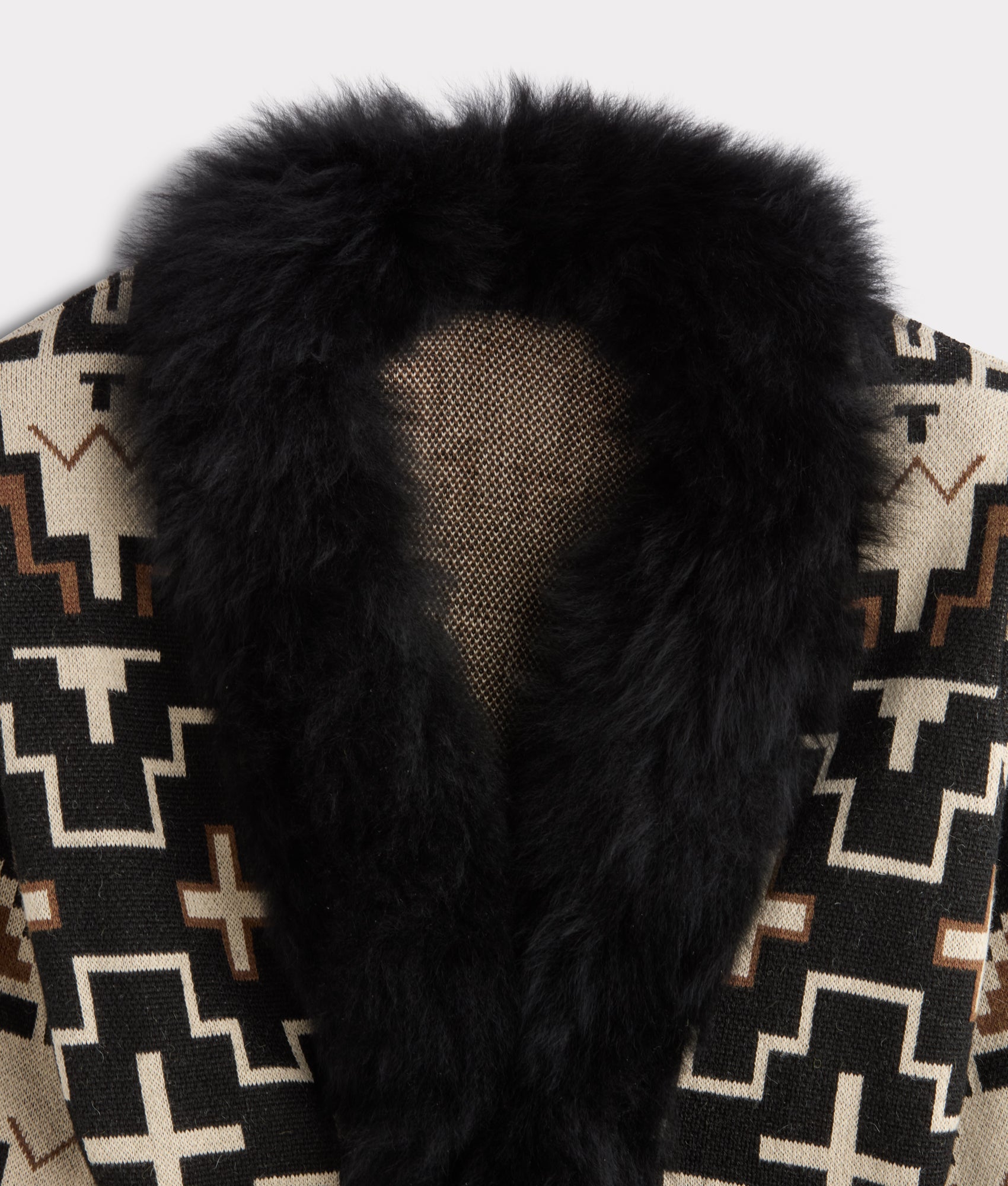 Sweater 3/4 With Fur :: Black/White - Image 5