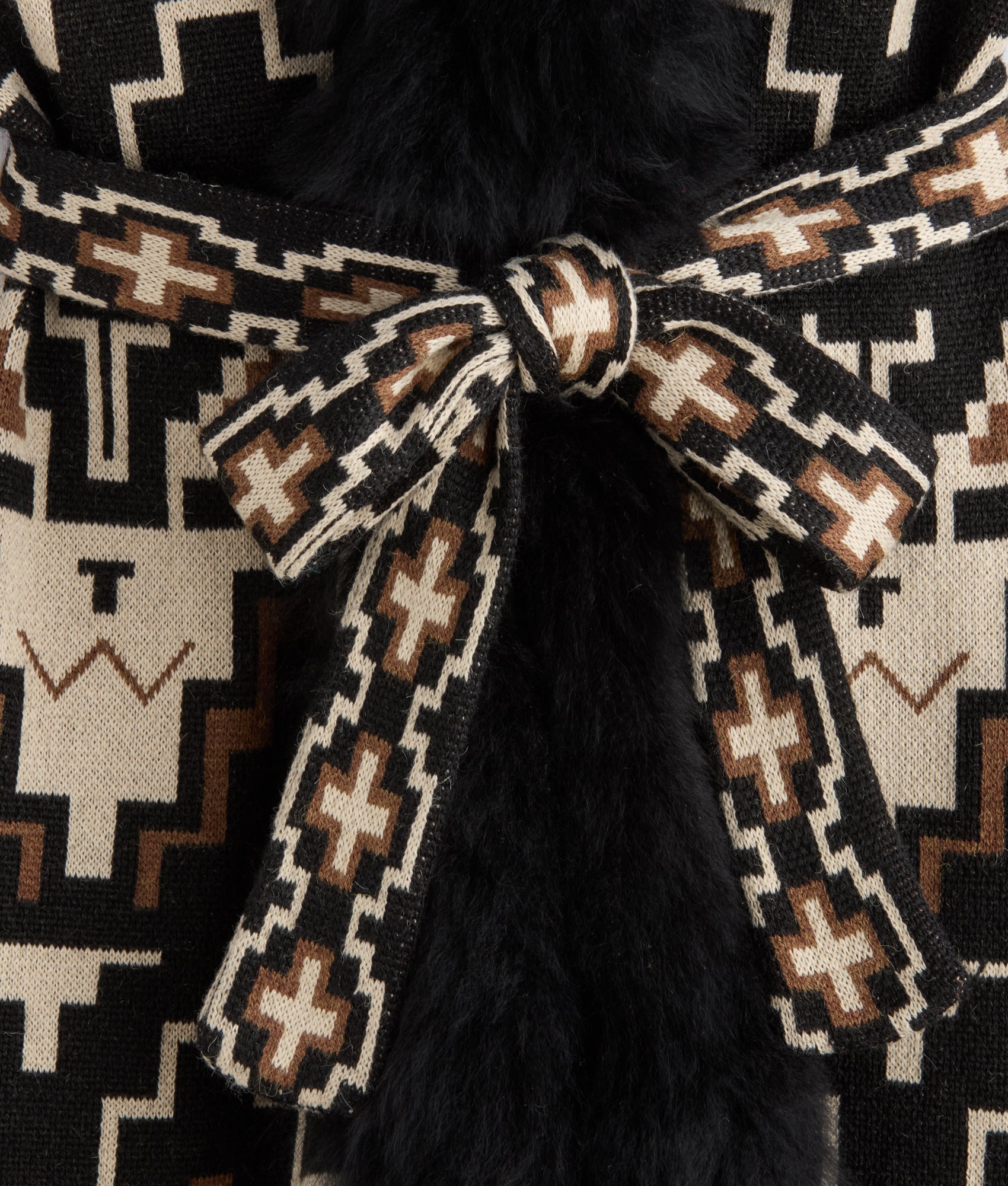 Sweater 3/4 With Fur :: Black/White - Image 6