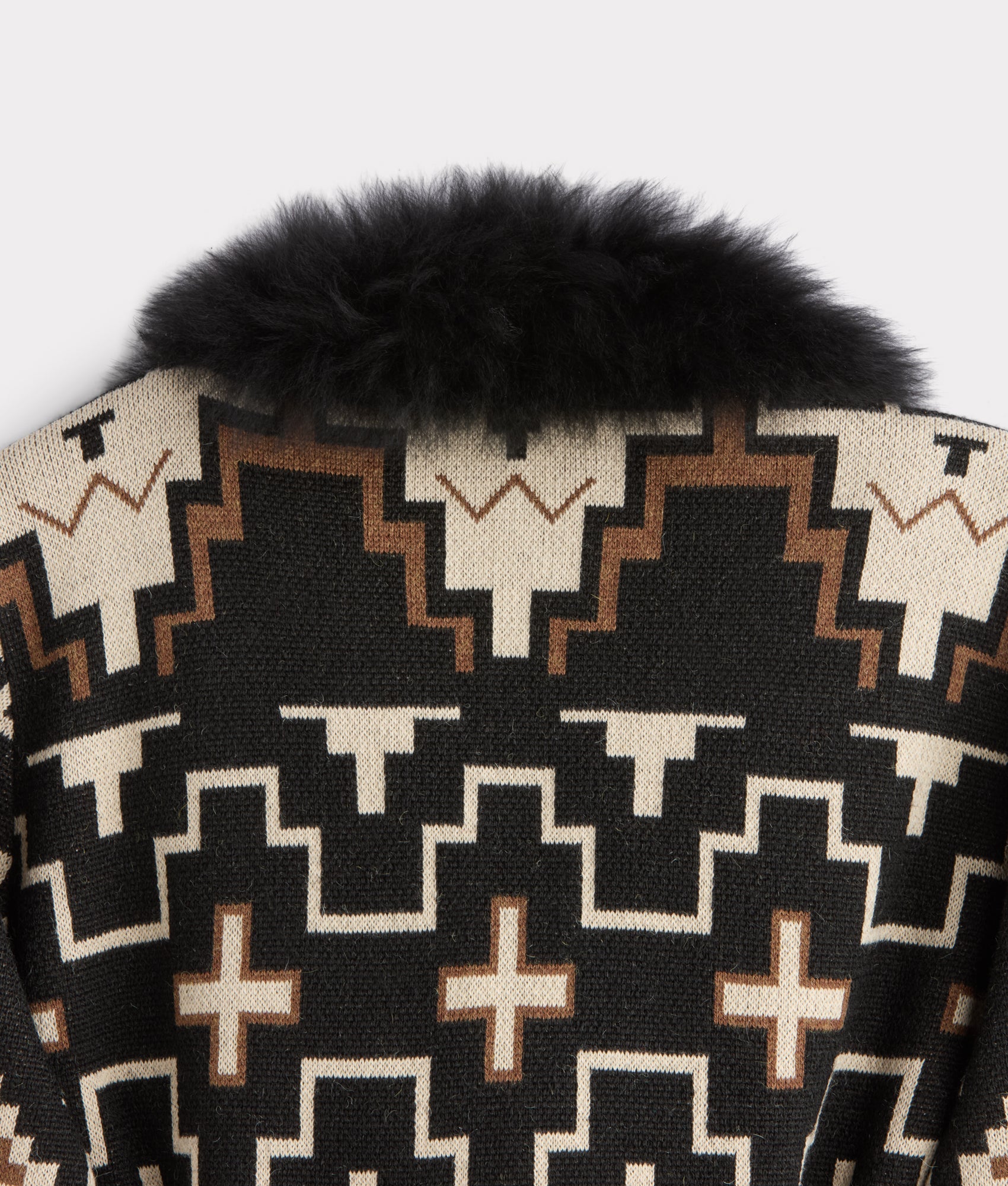 Sweater 3/4 With Fur :: Black/White - Image 13