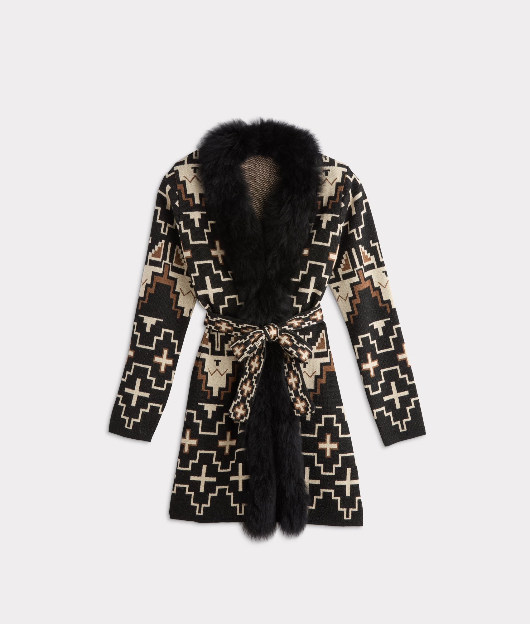 Sweater 3/4 With Fur :: Black/White - Image 7