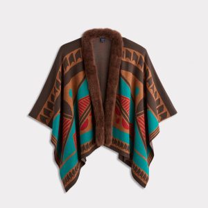 Alpaca Cape With Fur :: Multi
