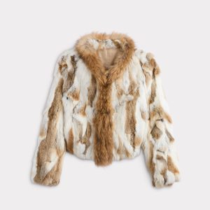Bryn Rabbit Pieced Jacket With Raccoon Tuxedo :: Natural