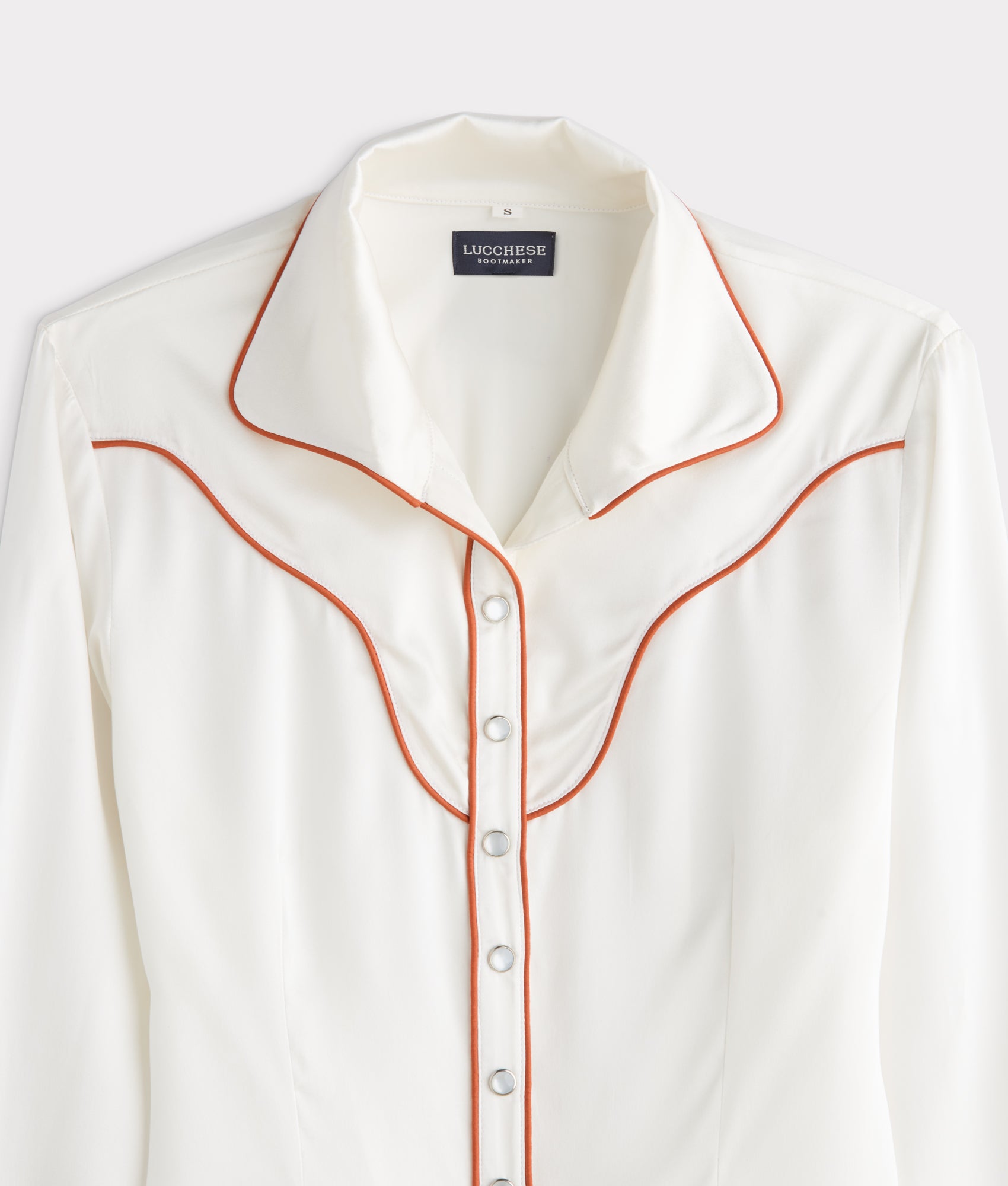 Piped Western Snap Blouse :: Off White - Image 5