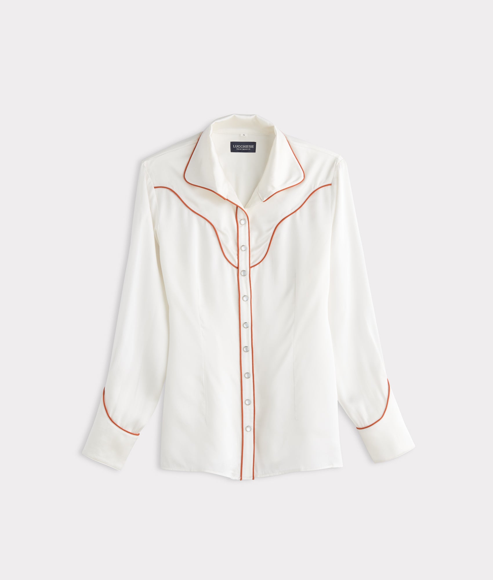 Piped Western Snap Blouse :: Off White
