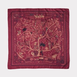 Roots Silk Scarf :: Burgundy