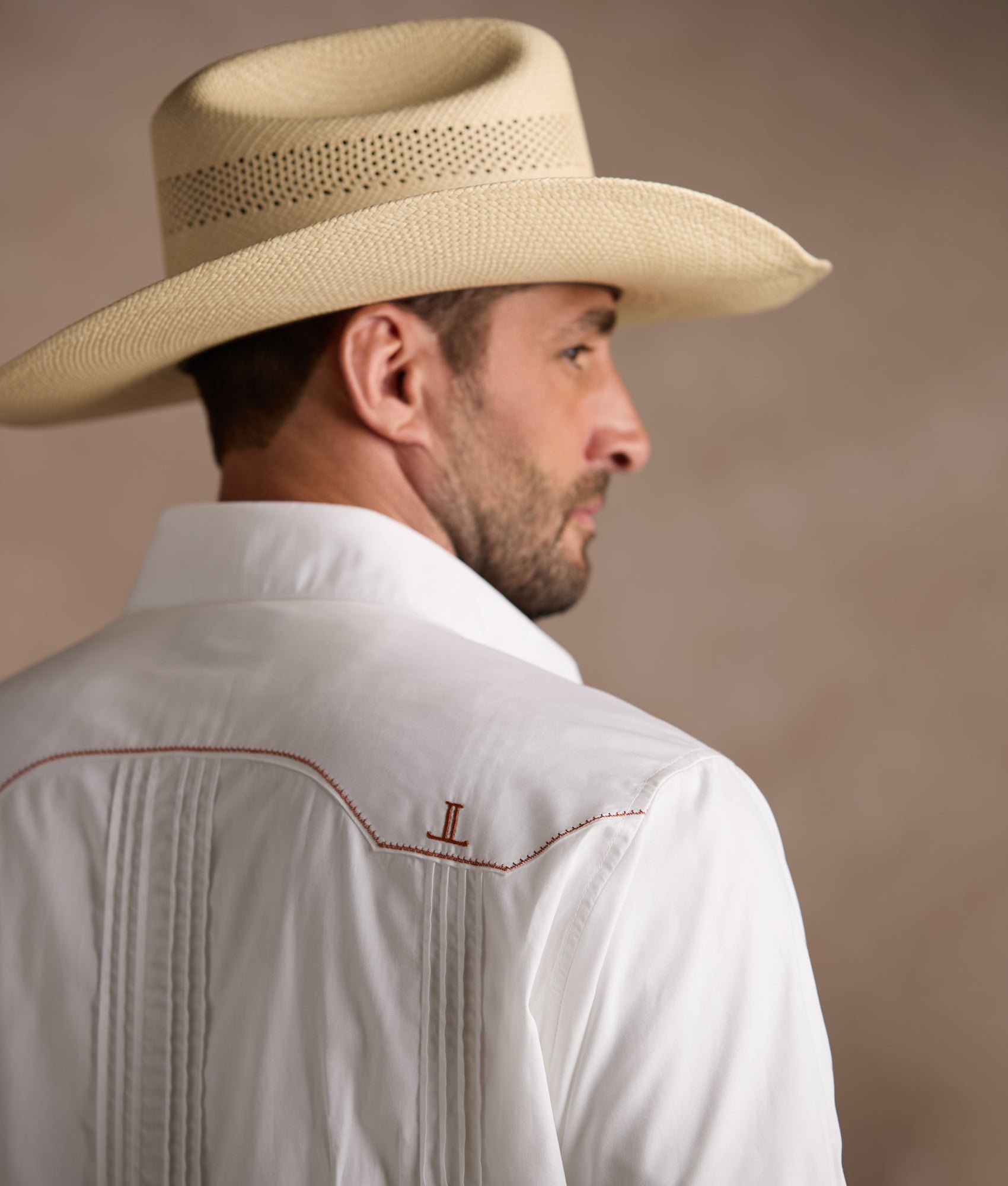 Guayabera Shirt :: White And Orange Gingham - Image 10