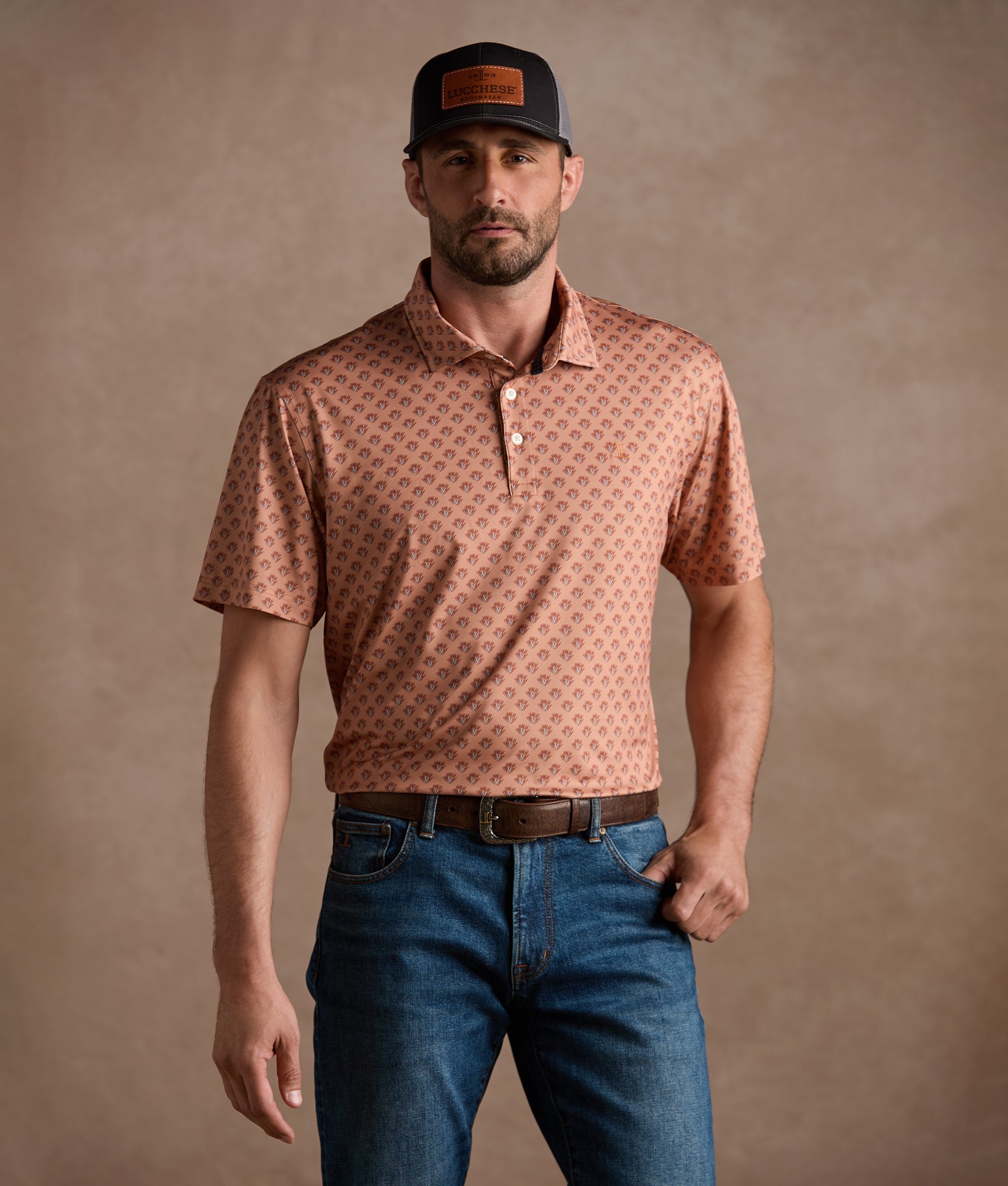 Lucchese Golf Polo :: Rust - Image 2