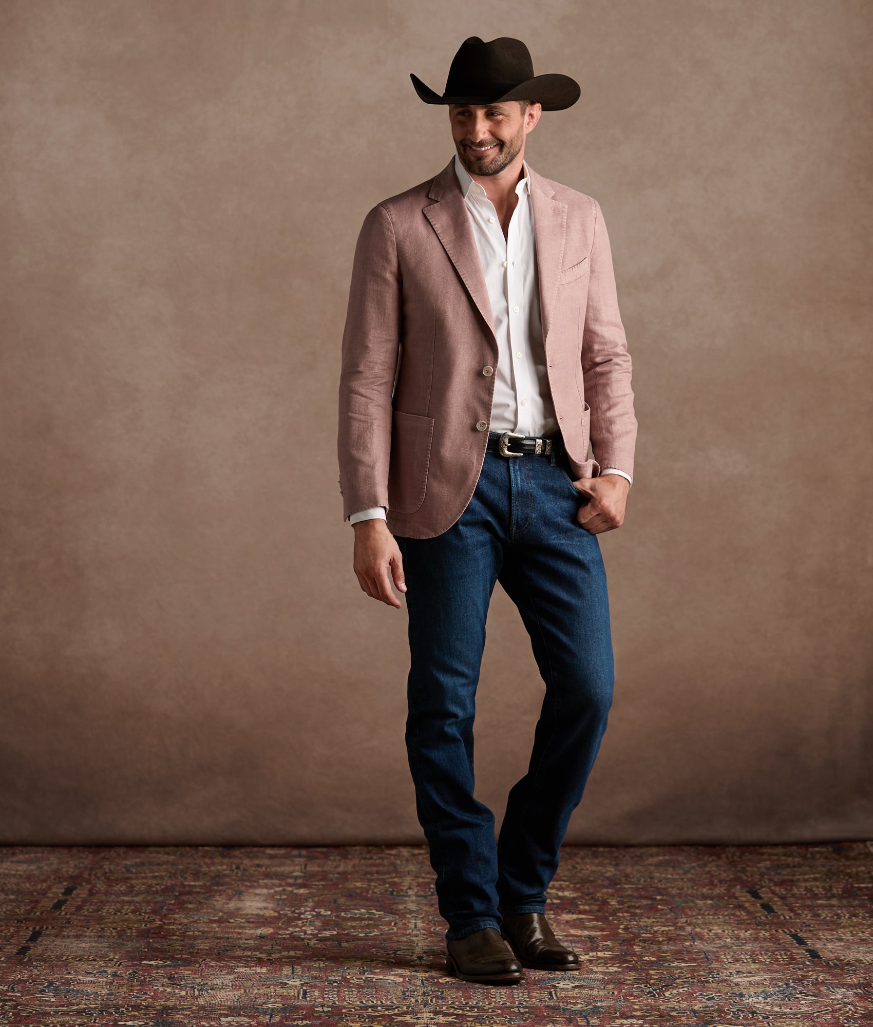 Herringbone Sport Coat - Modern Fit :: Rose - Image 4