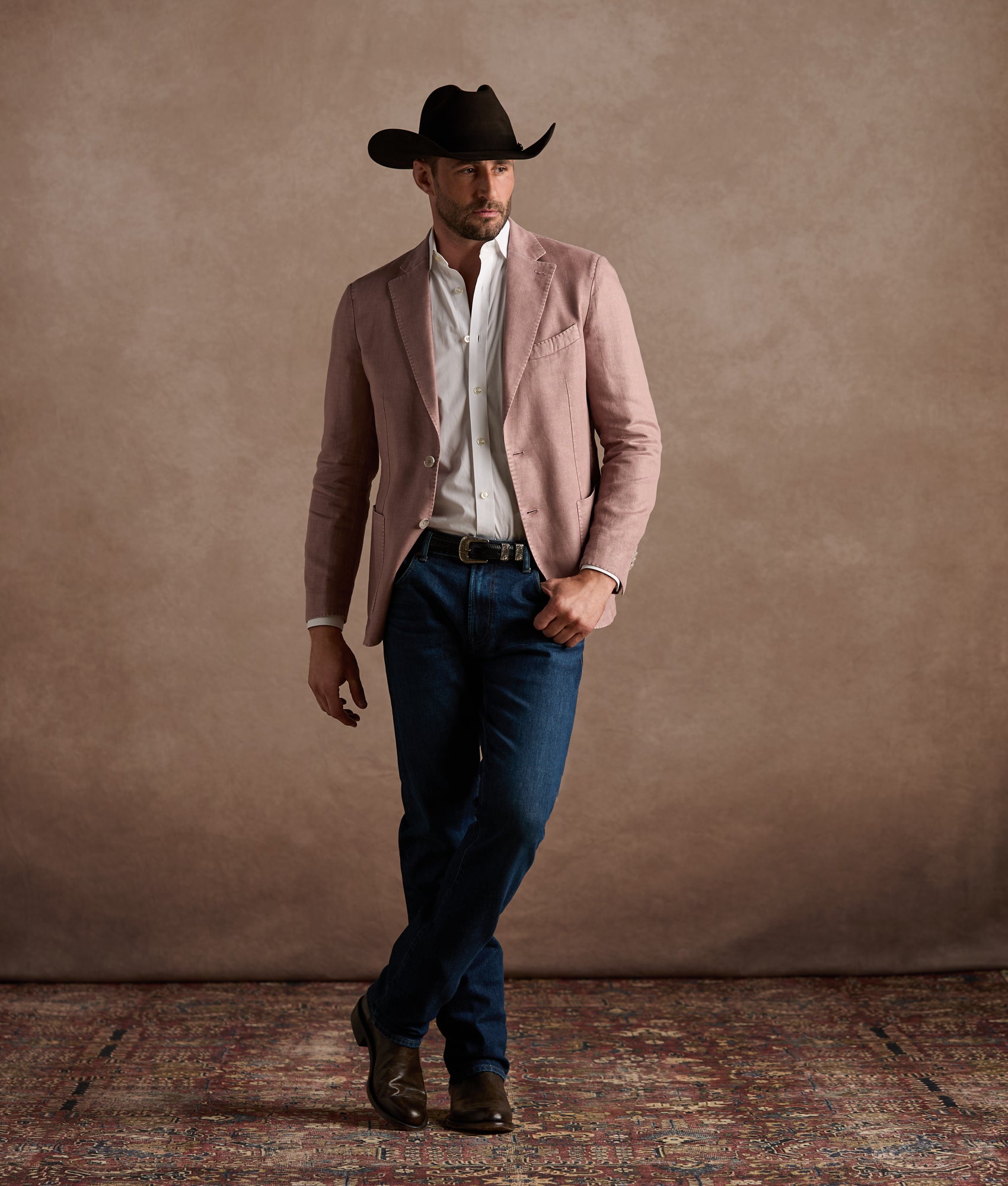 Herringbone Sport Coat - Modern Fit :: Rose - Image 3