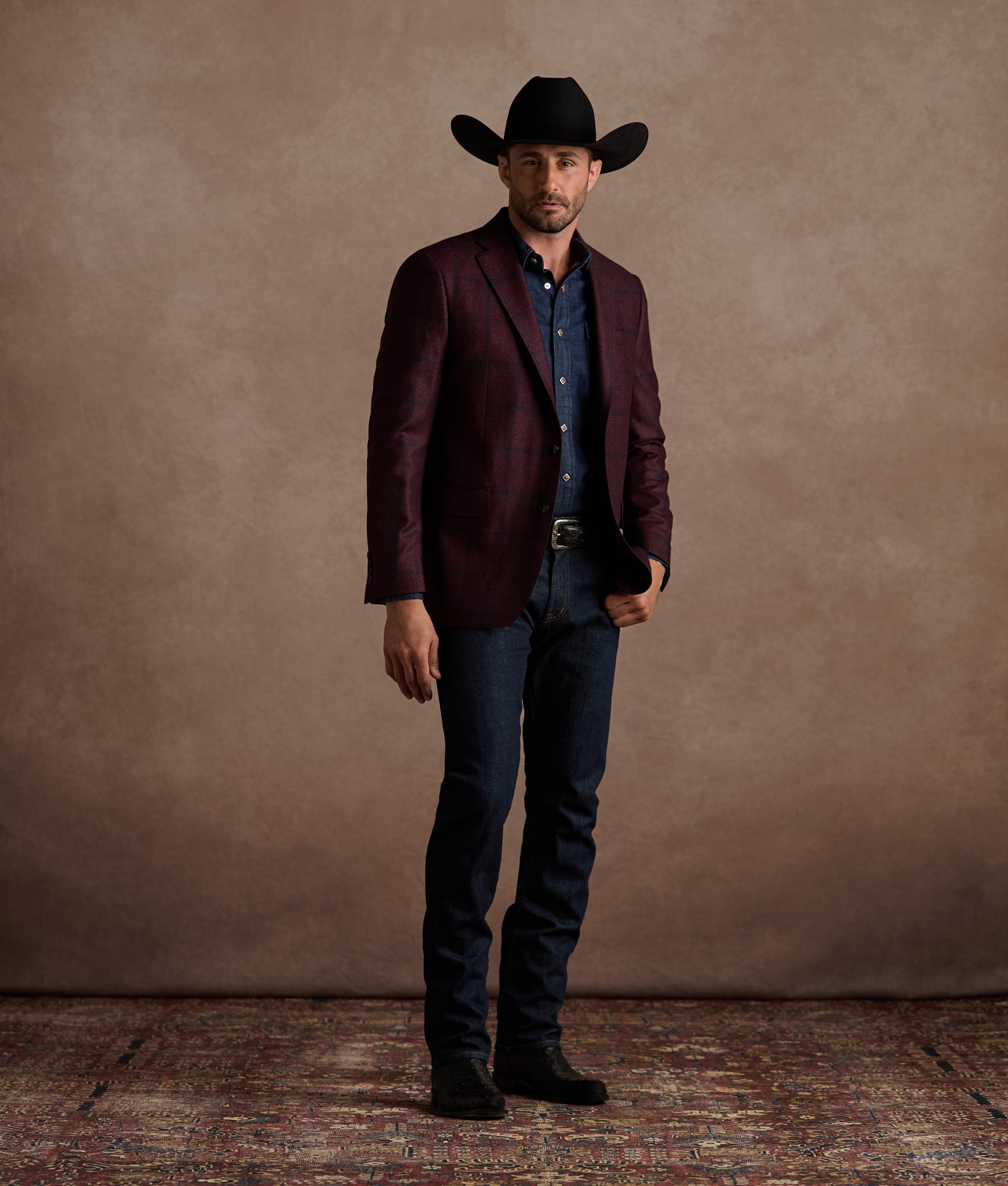 Lucchese Sport Coat :: Burgundy Plaid - Image 11
