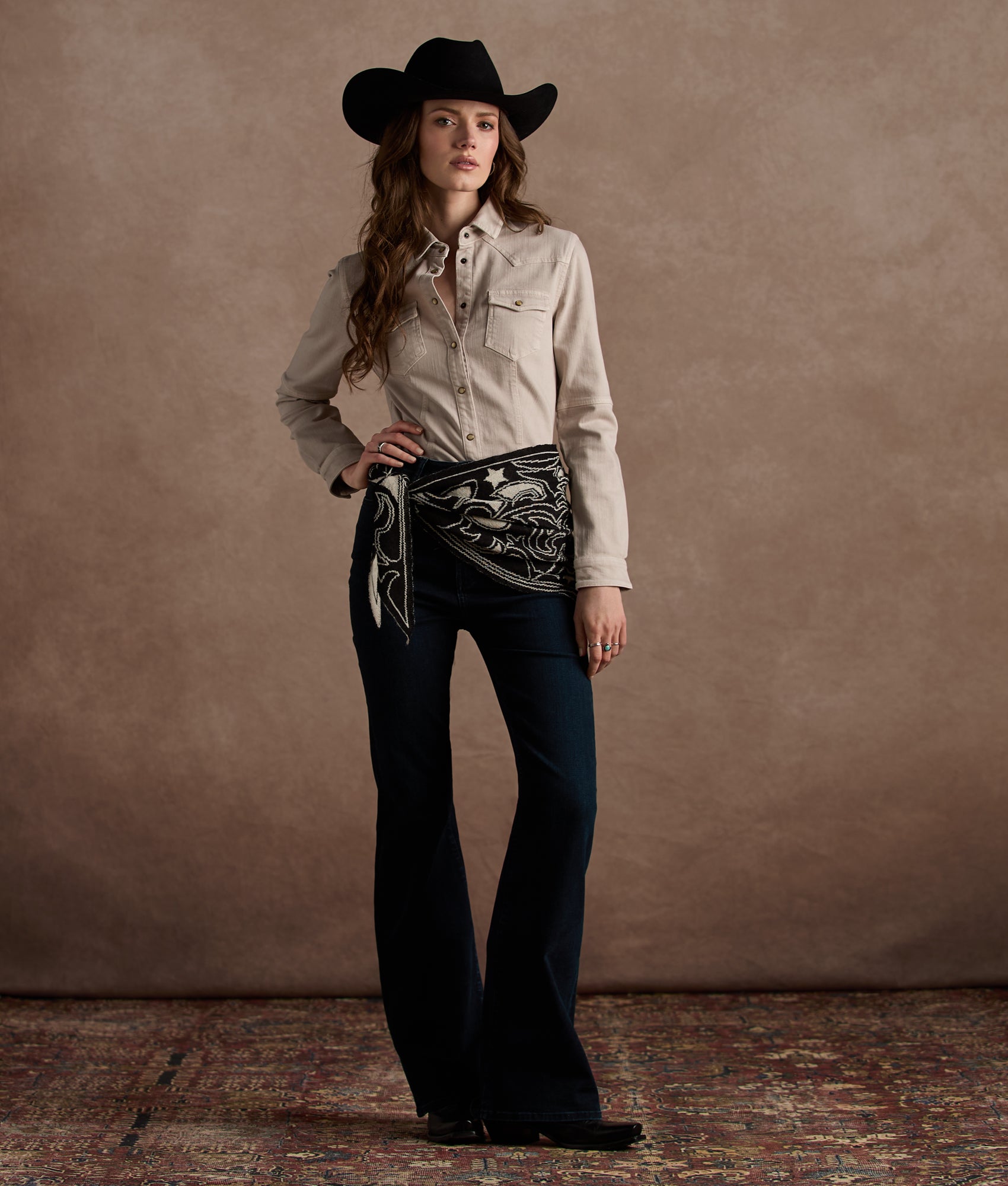 Women's Roper Denim Shirt :: Grey - Image 3
