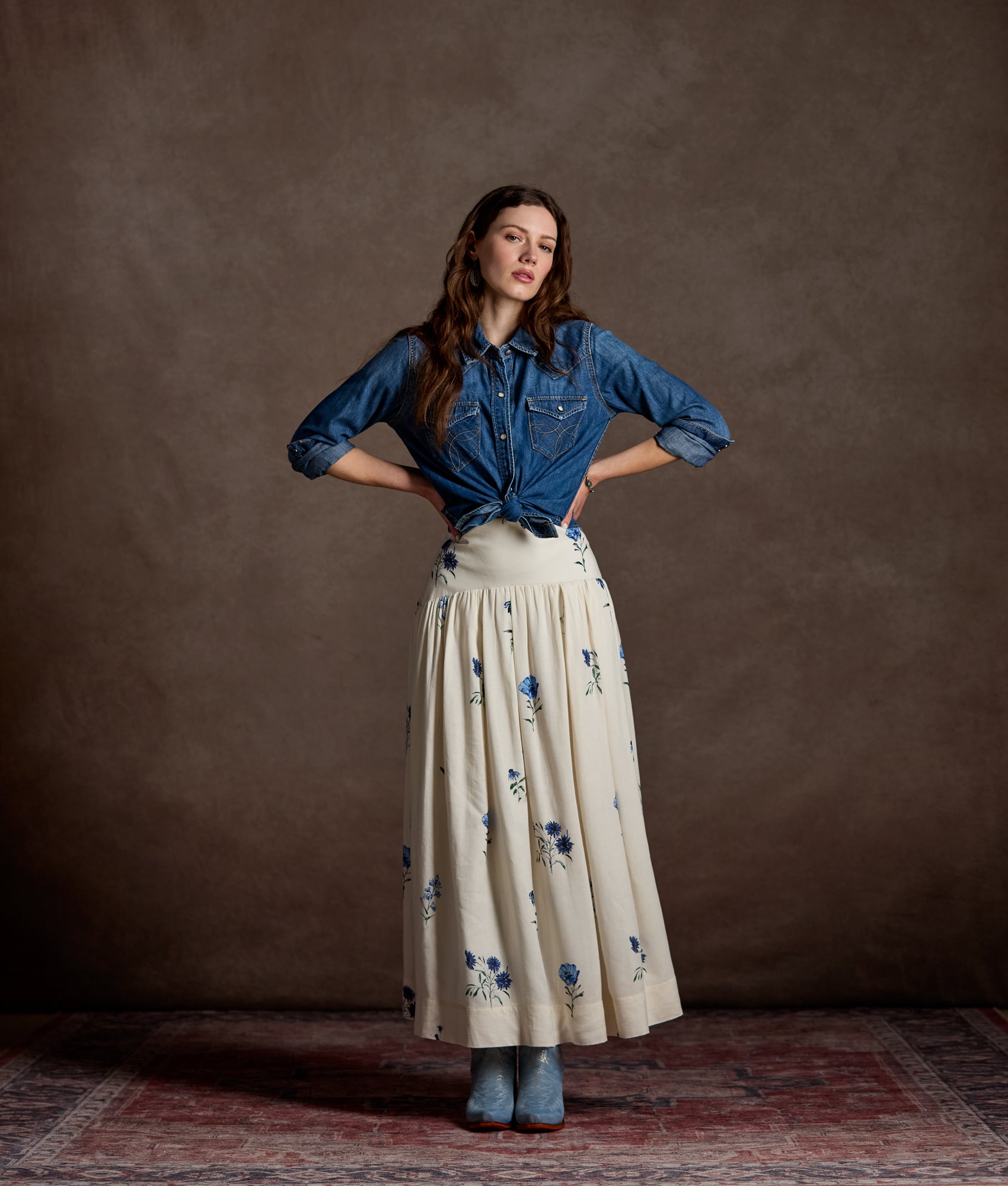 Lela Rose x Lucchese Blue Jay :: Blue + Cream - Image 8