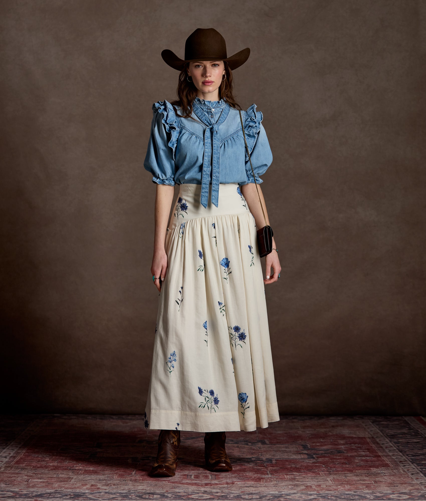 Lela Rose x Lucchese Blue Jay :: Blue + Cream - Image 4