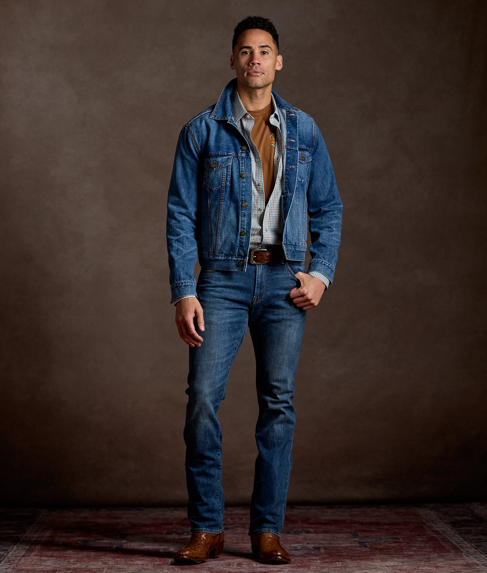 El Paso Tailored Fit :: Tan And Turquoise Check - Image 2