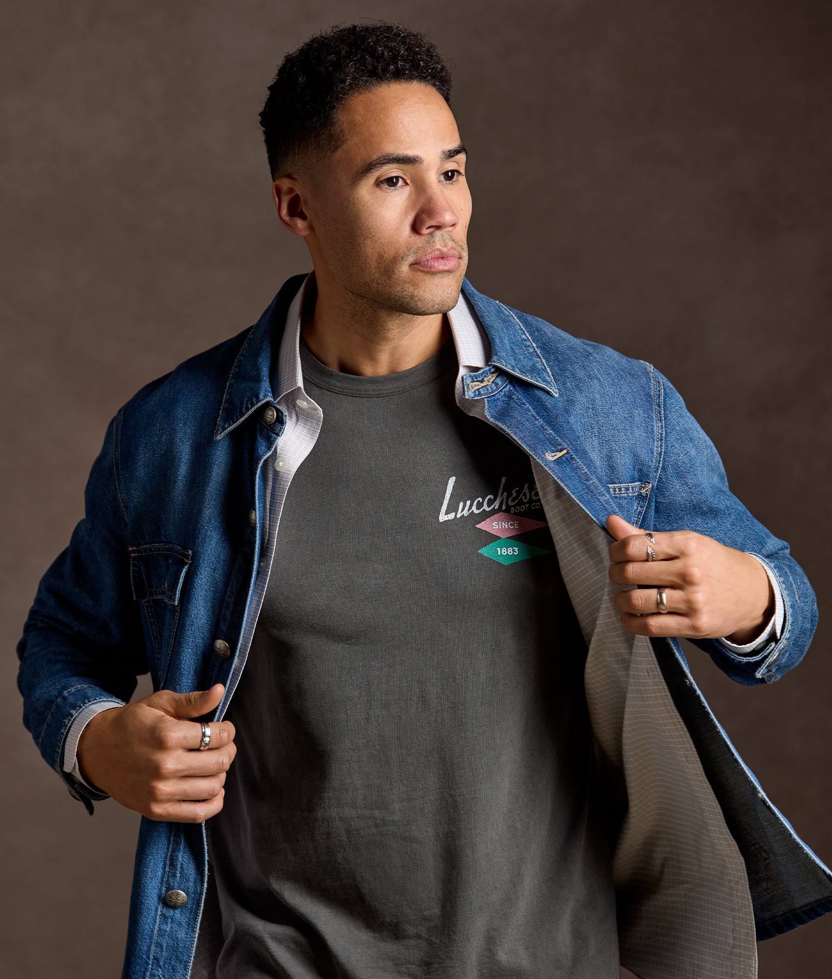 Lucchese Hotel Tee :: Slate - Image 8