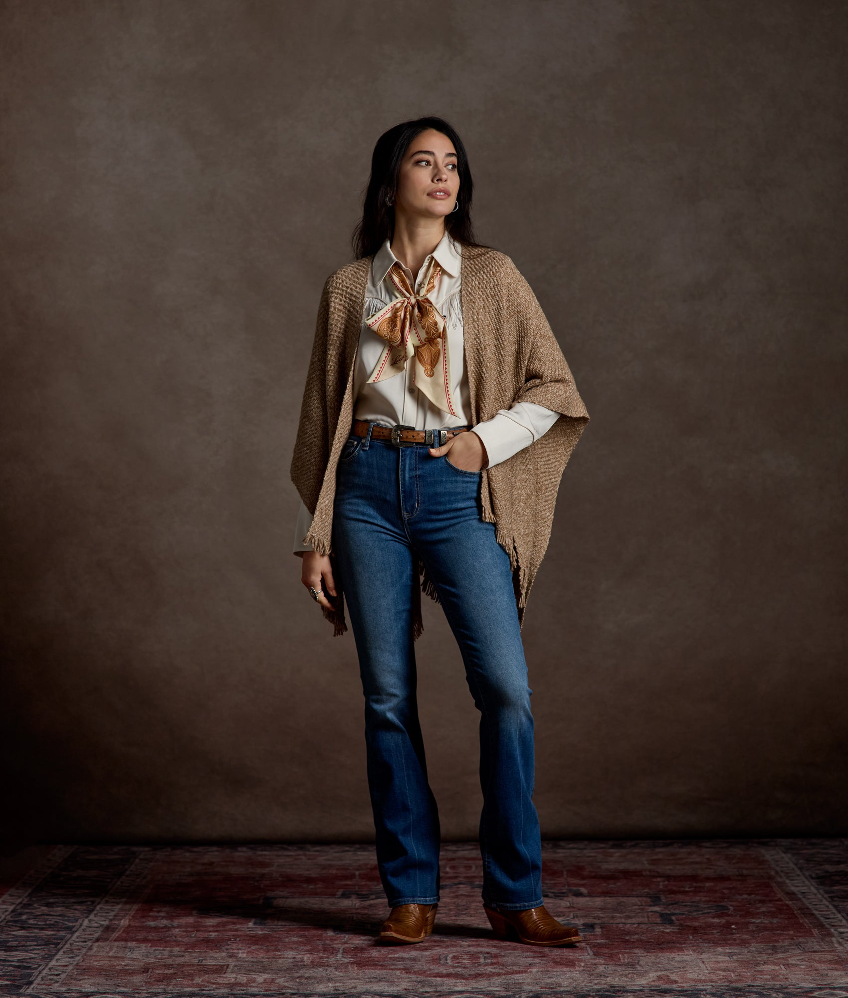 Ava Short Cape :: Light Brown - Image 2