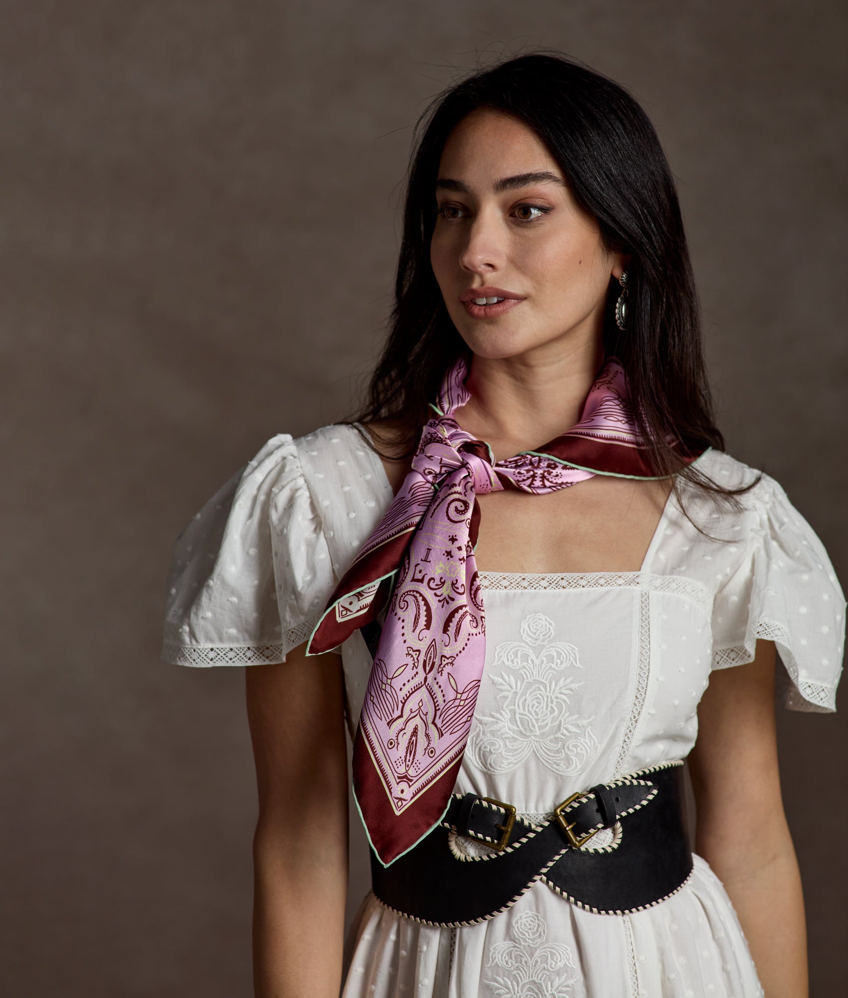 Mirrored L Silk Scarf :: Pink - Image 2