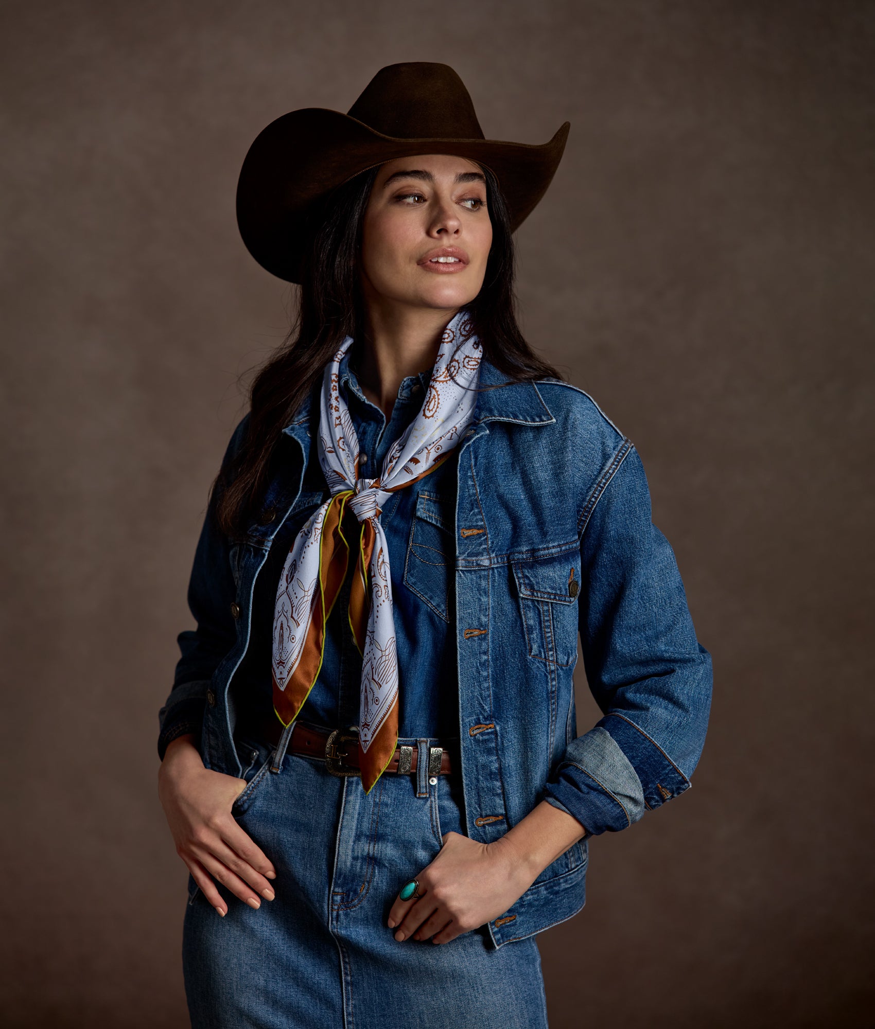 Mirrored L Silk Scarf :: Sky Blue - Image 2