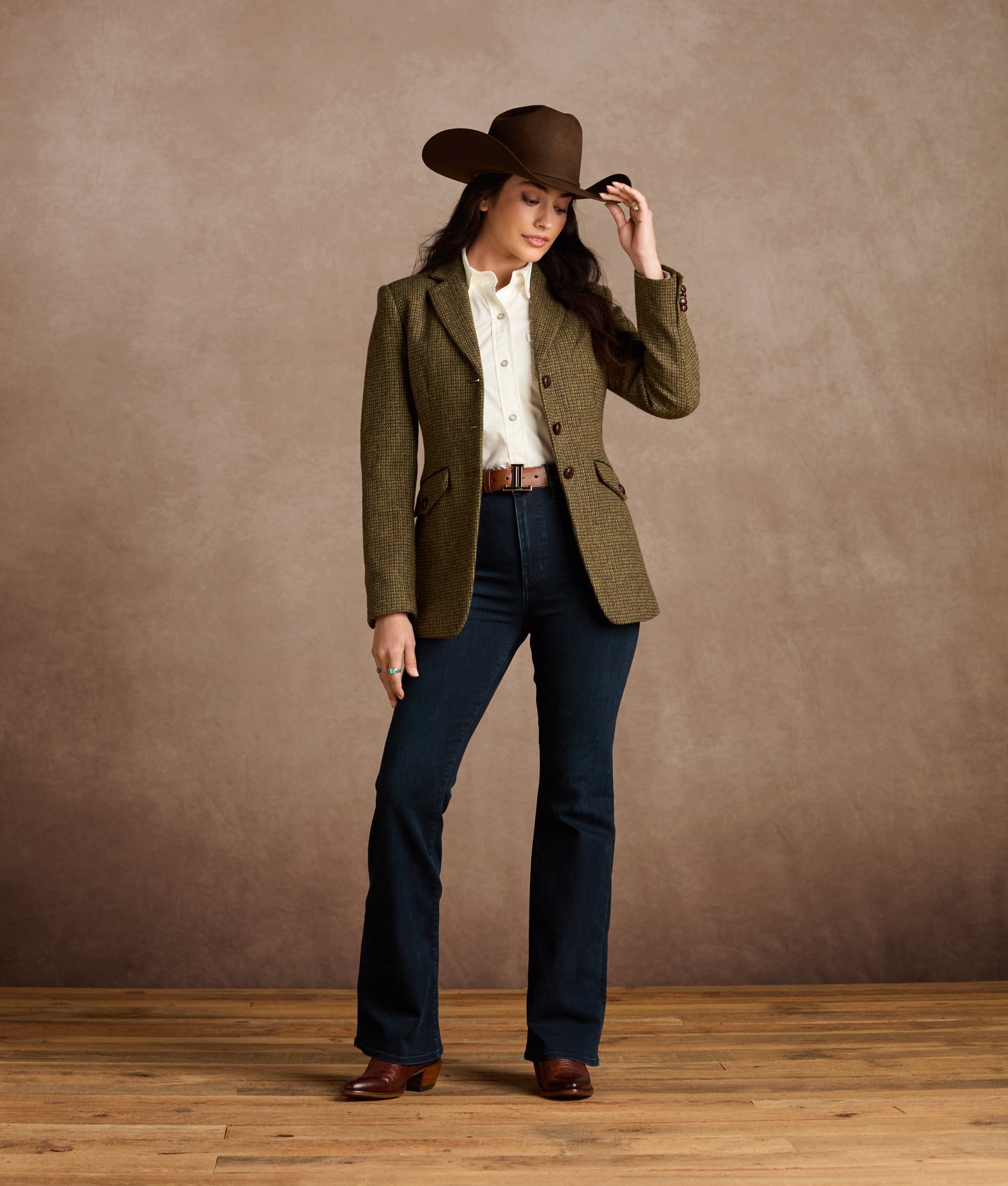 Kate Irish Tweed Blazer :: Olive - Image 2