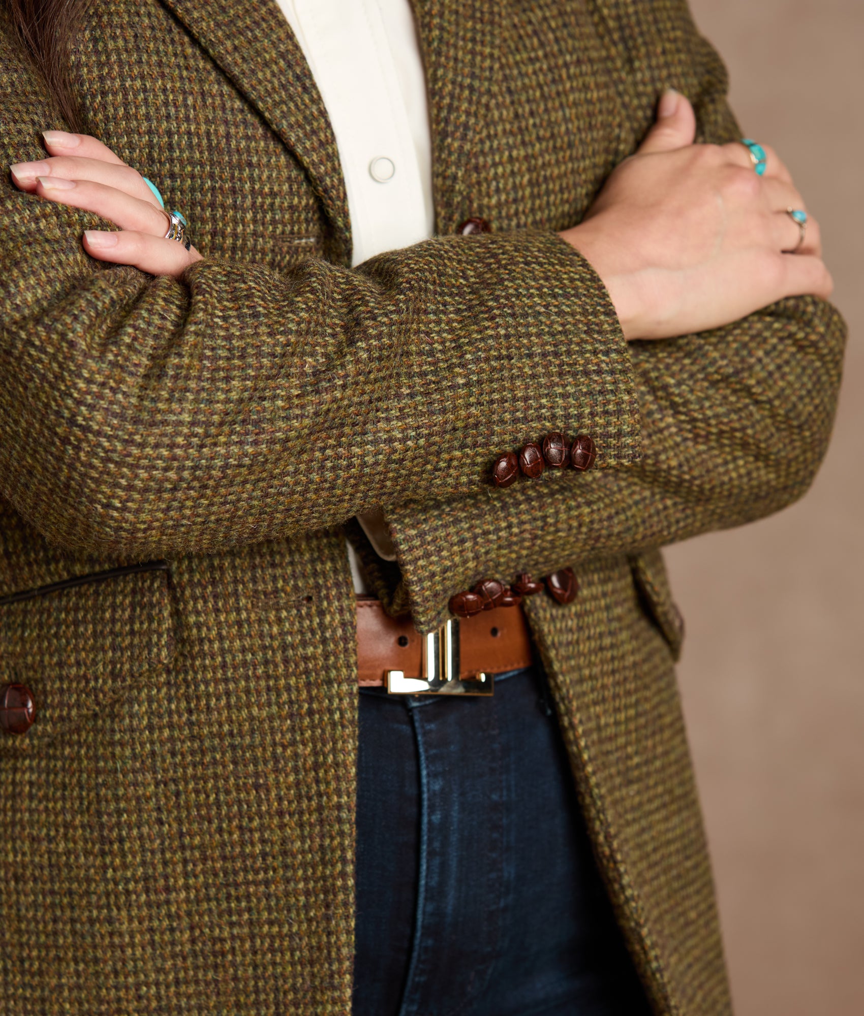 Kate Irish Tweed Blazer :: Olive - Image 4