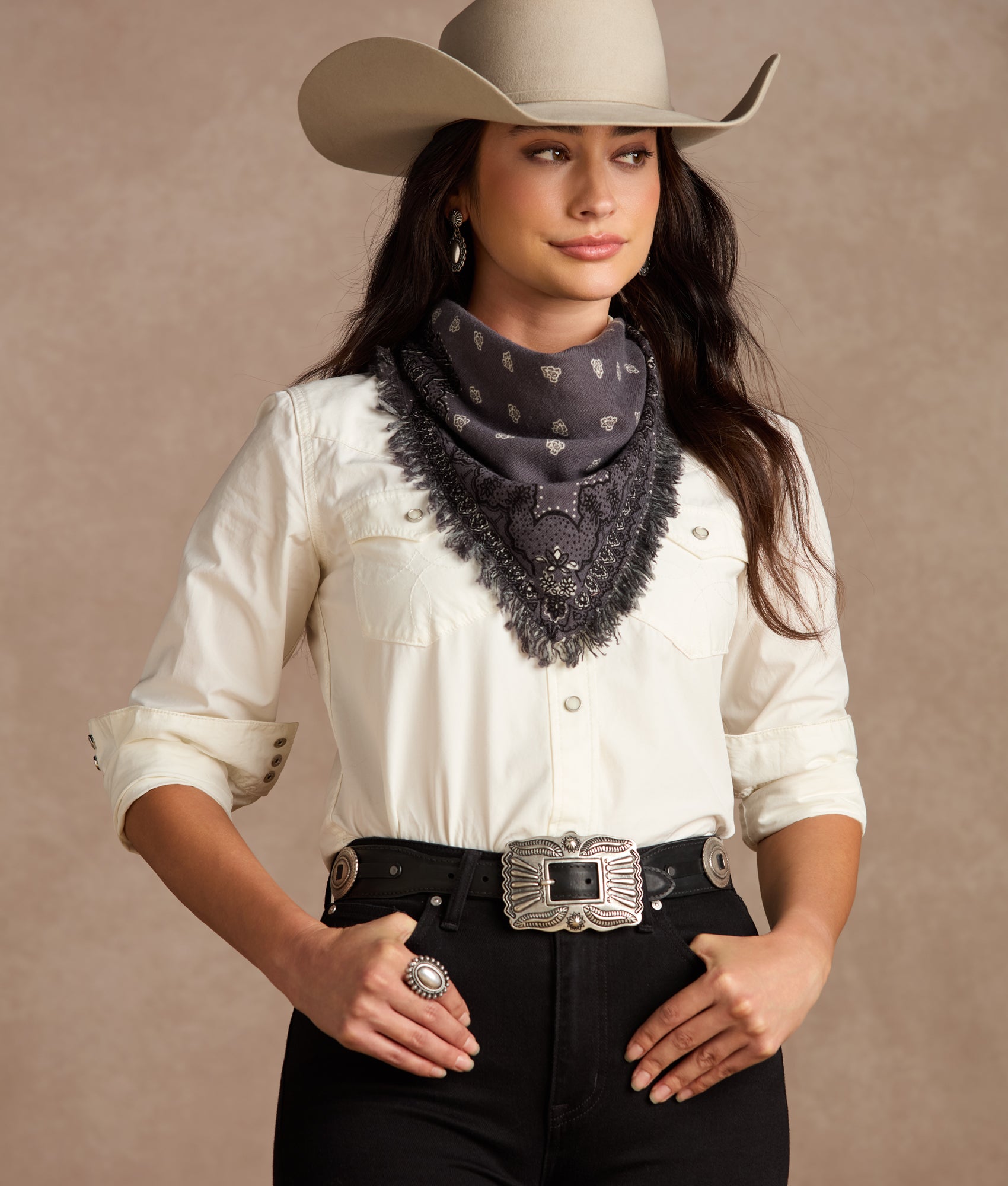 Cashmere Paisley Bandana :: Grey - Image 3
