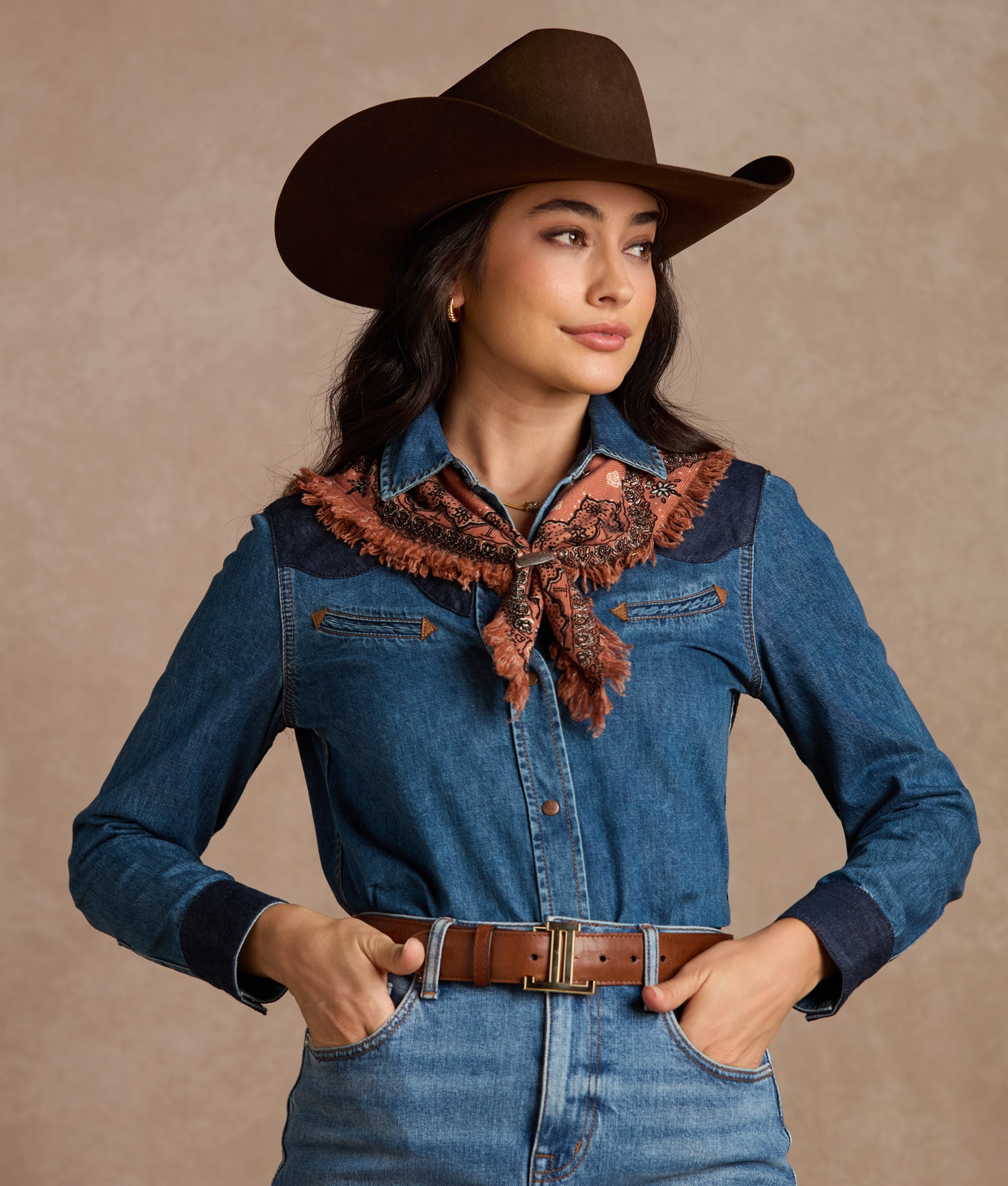 Cashmere Paisley Bandana :: Brown - Image 3