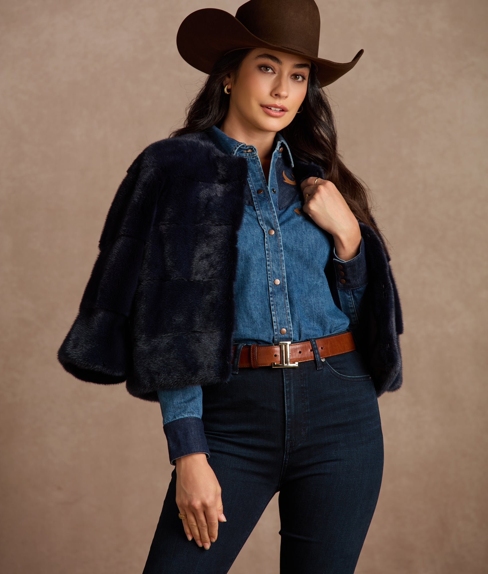 Marie Blue Mink Bolero :: Blue - Image 2