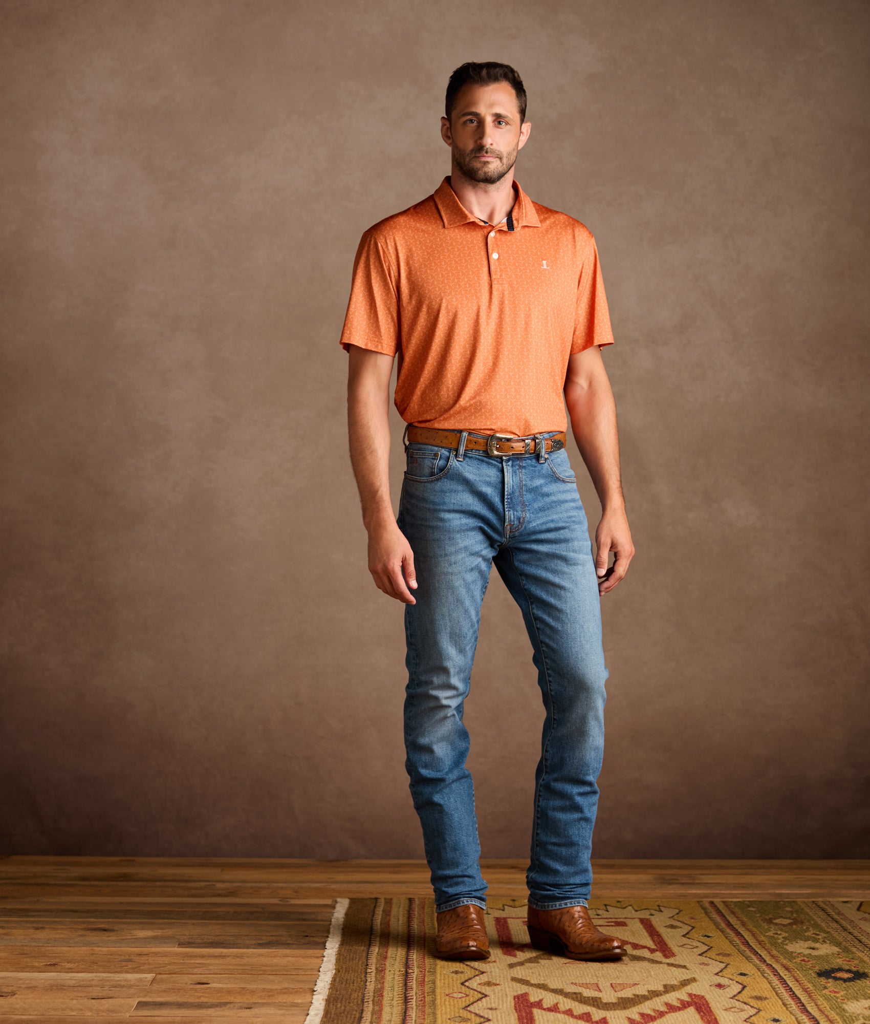 Lucchese Golf Polo :: Burnt Orange - Image 2