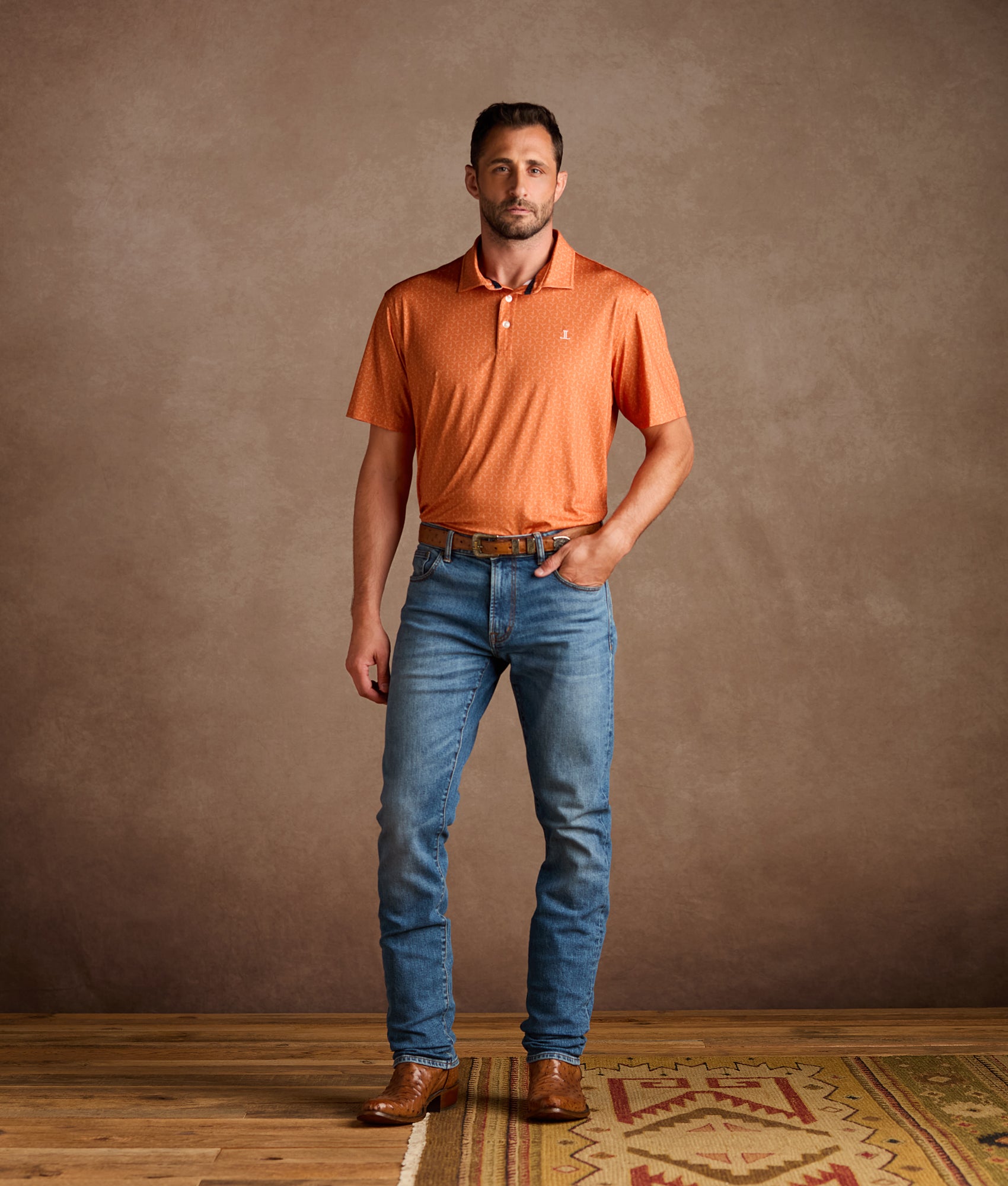 Lucchese Golf Polo :: Burnt Orange - Image 9