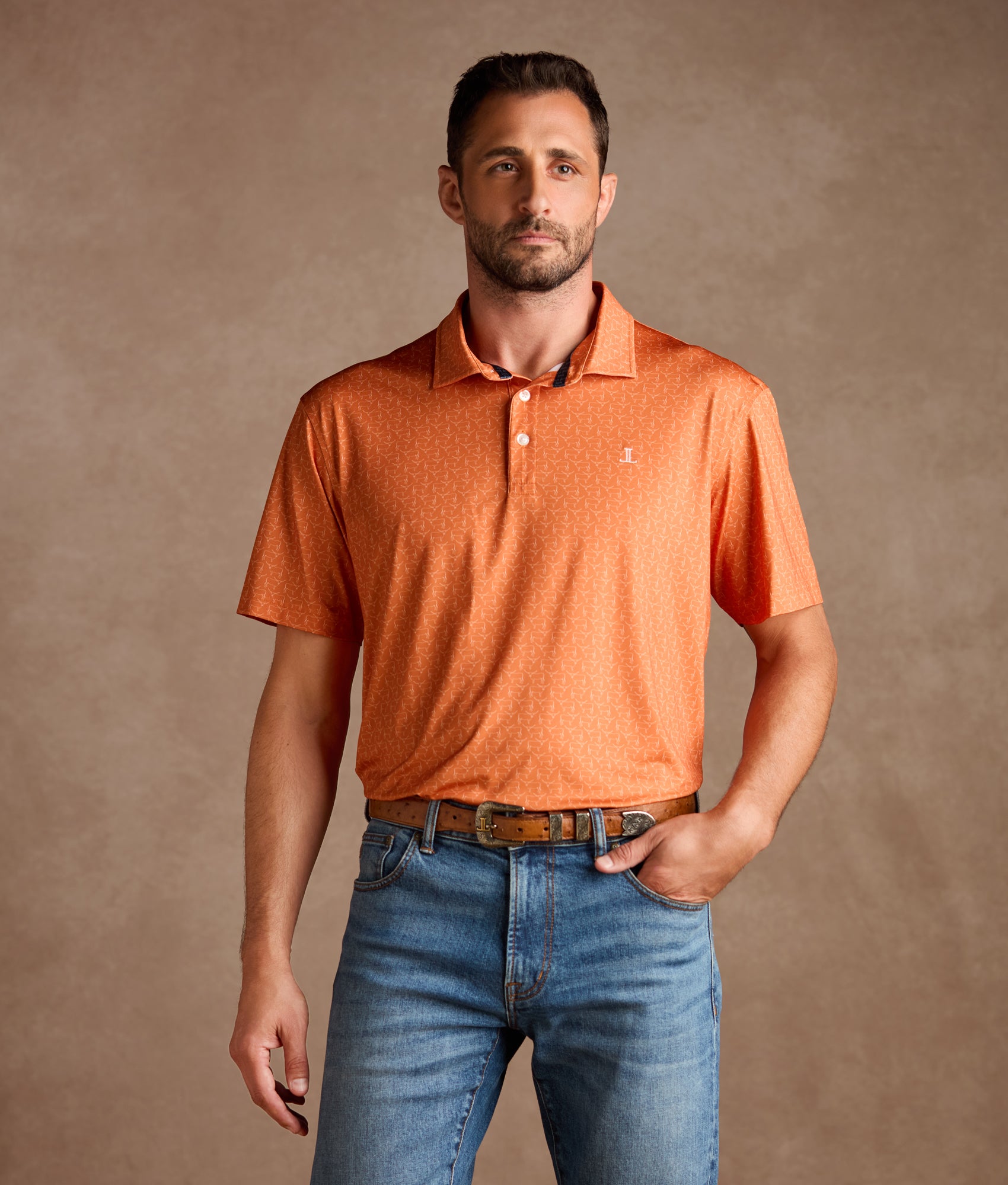 Lucchese Golf Polo :: Burnt Orange - Image 10