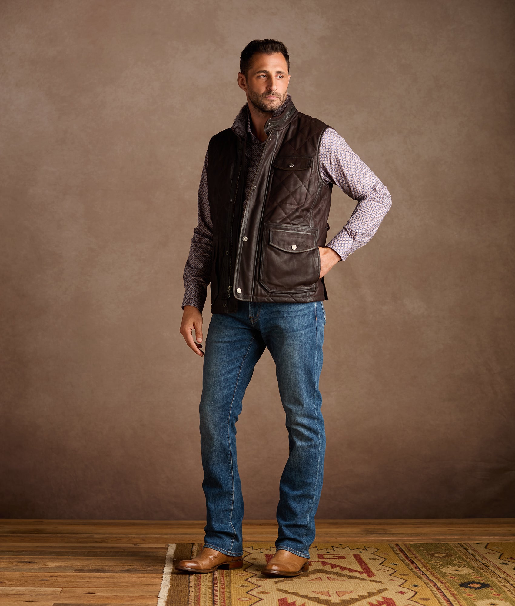 Vail Quilted Leather Vest :: Espresso - Image 10