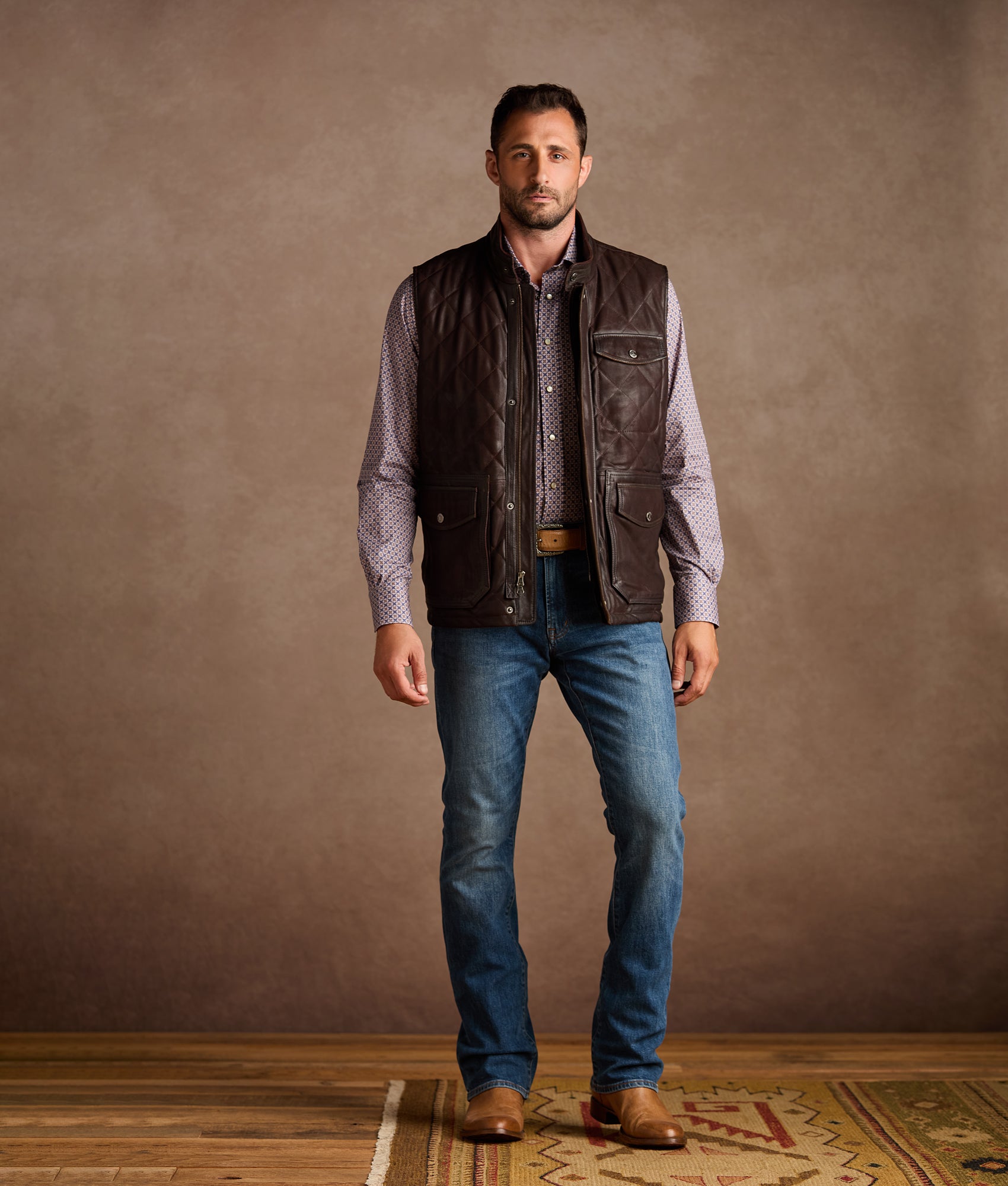 Vail Quilted Leather Vest :: Espresso - Image 2