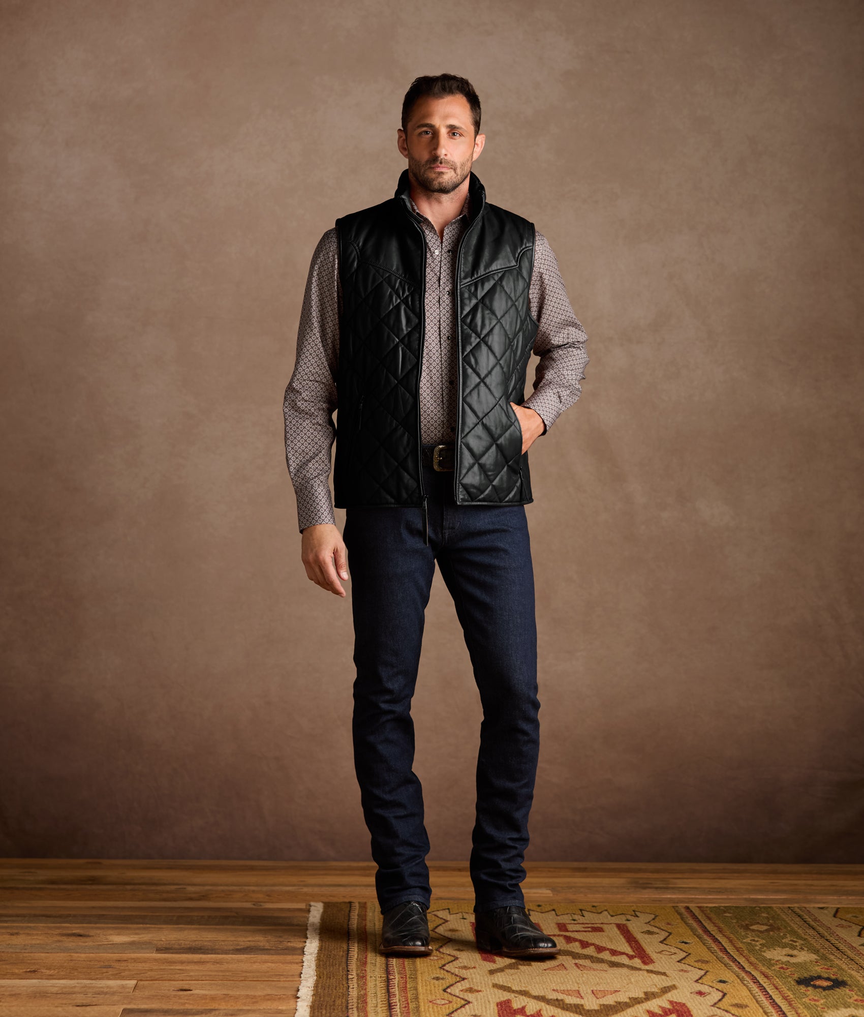 Mccoy Lamb Leather Puff Vest :: Black - Image 2