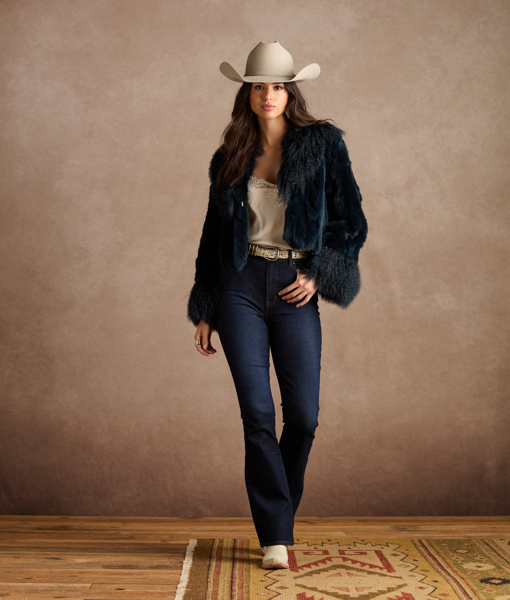 Melbourn Fur Jacket :: Turquoise - Image 2