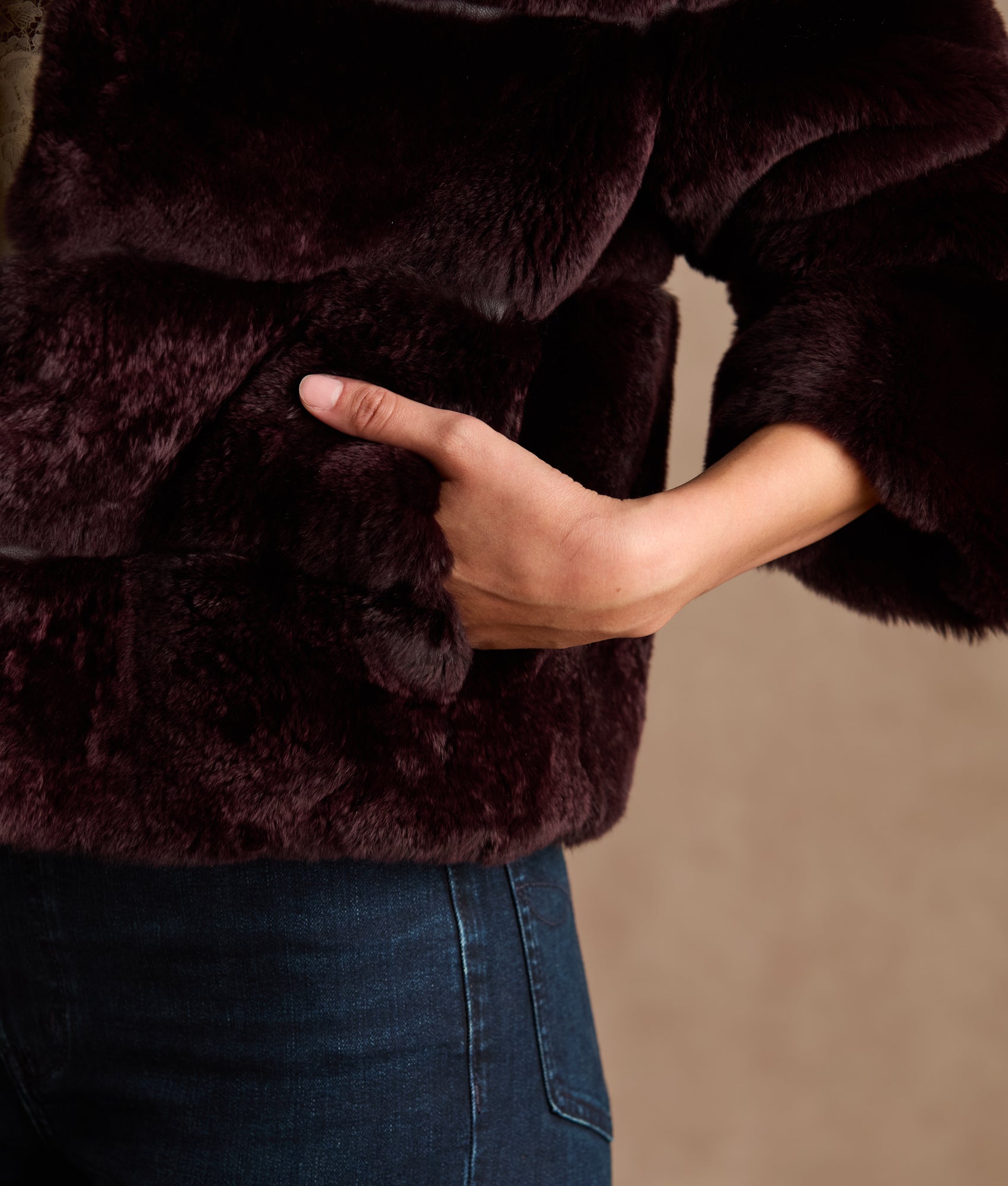 Leona Shared Rex Coat :: Black Cherry - Image 6
