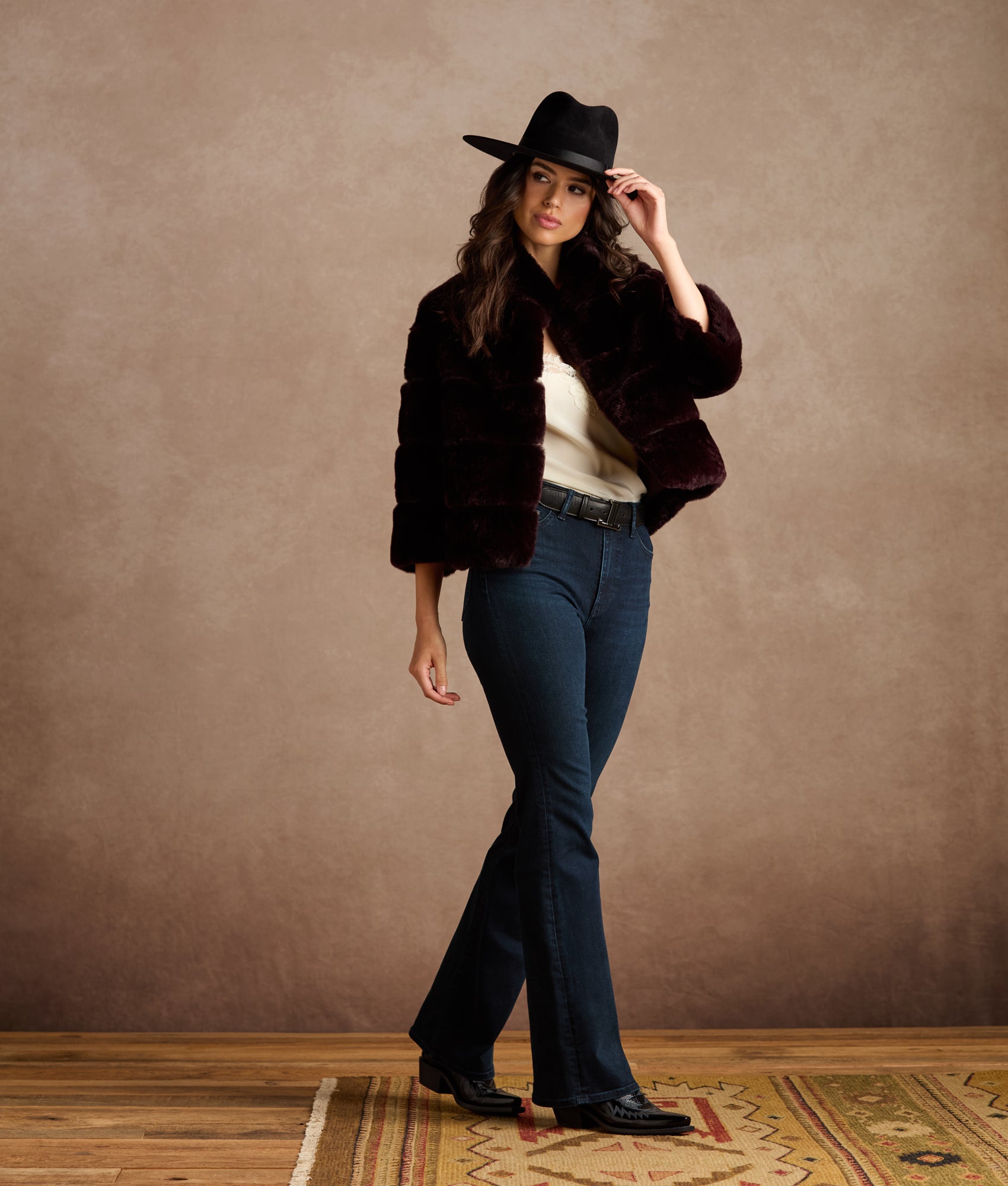 Leona Shared Rex Coat :: Black Cherry - Image 8