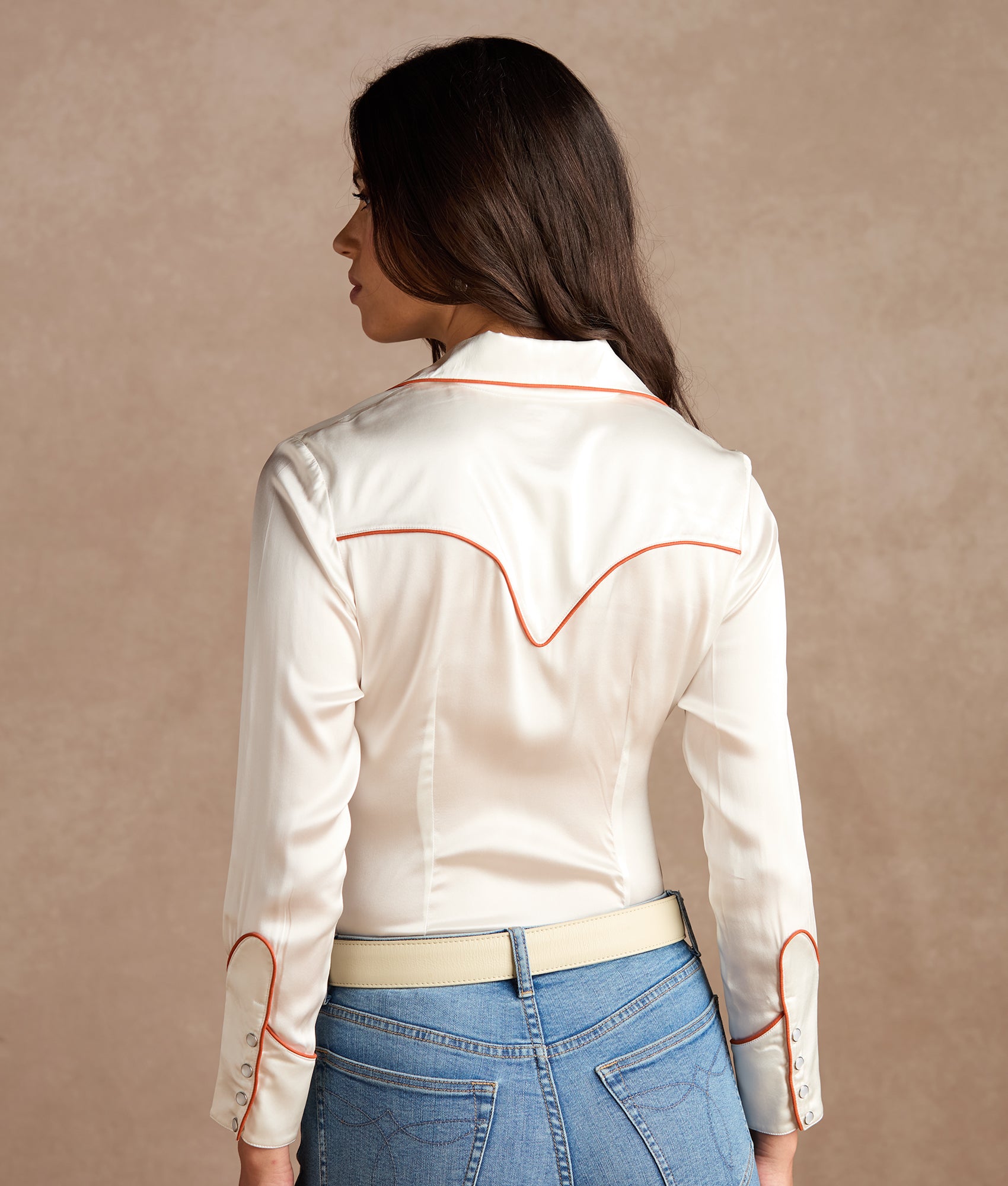 Piped Western Snap Blouse :: Off White - Image 9