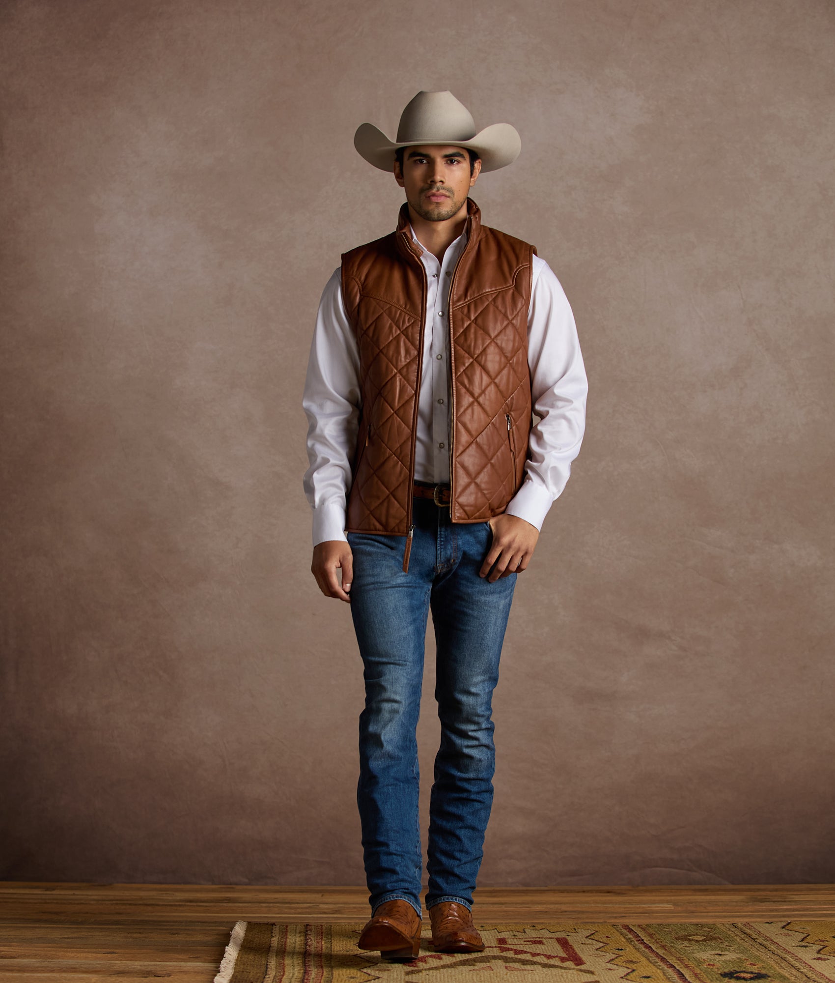 McCoy Lamb Leather Puff Vest :: Cognac - Image 2