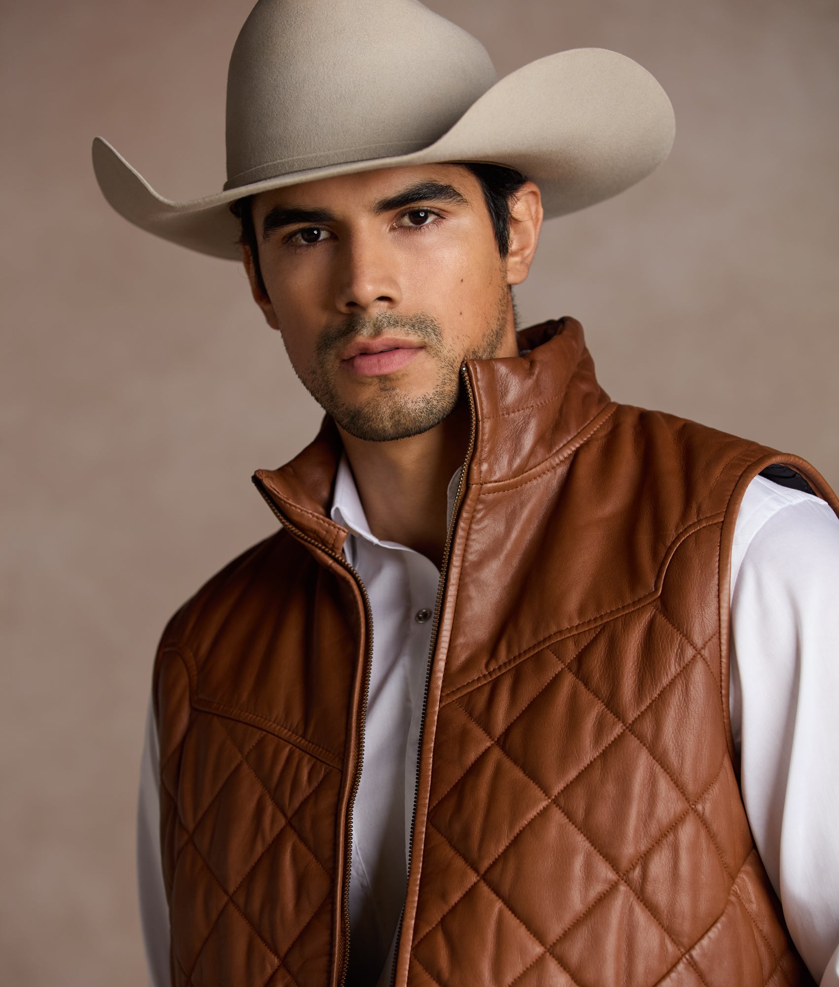 McCoy Lamb Leather Puff Vest :: Cognac - Image 12