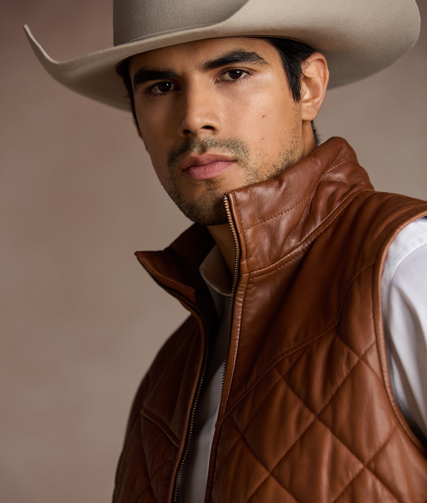 McCoy Lamb Leather Puff Vest :: Cognac - Image 10