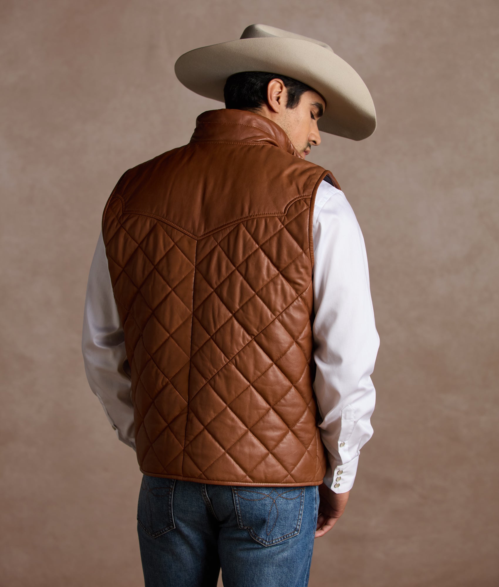 McCoy Lamb Leather Puff Vest :: Cognac - Image 16