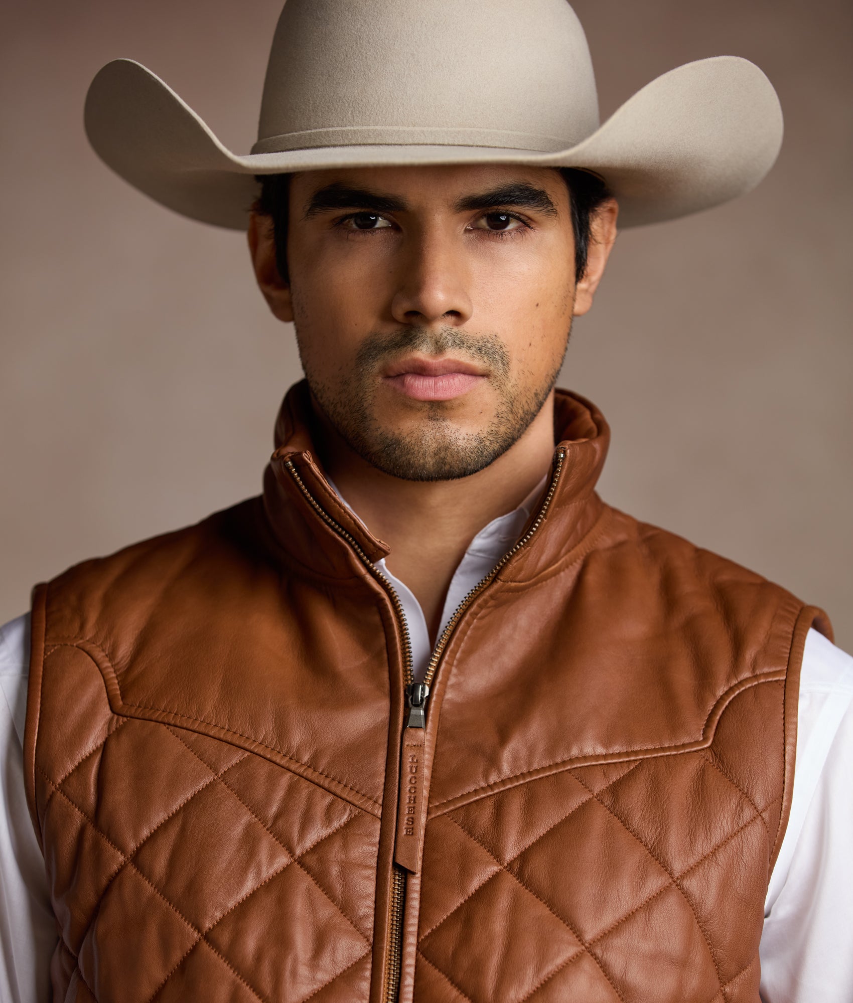 McCoy Lamb Leather Puff Vest :: Cognac - Image 13