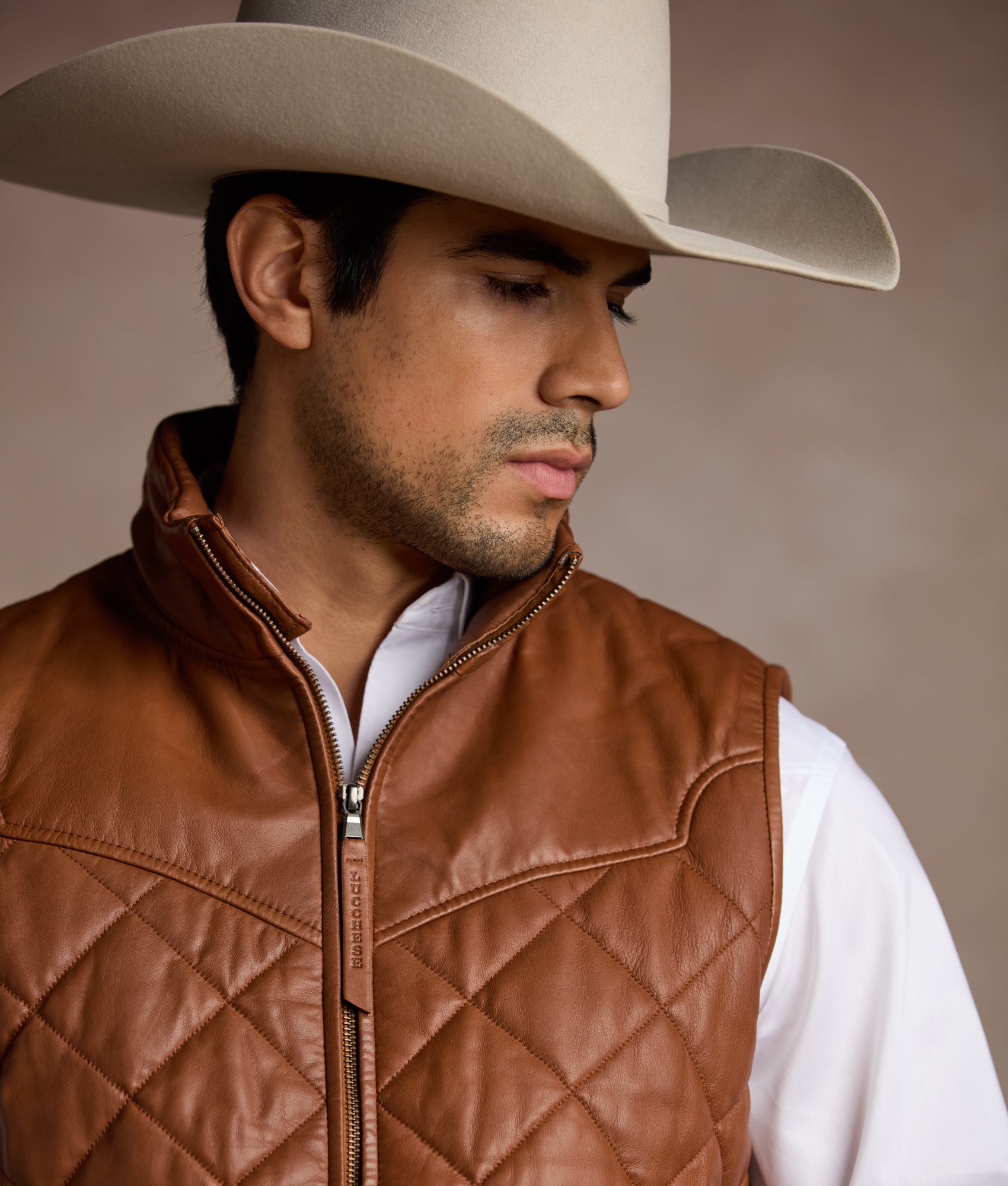 McCoy Lamb Leather Puff Vest :: Cognac - Image 11