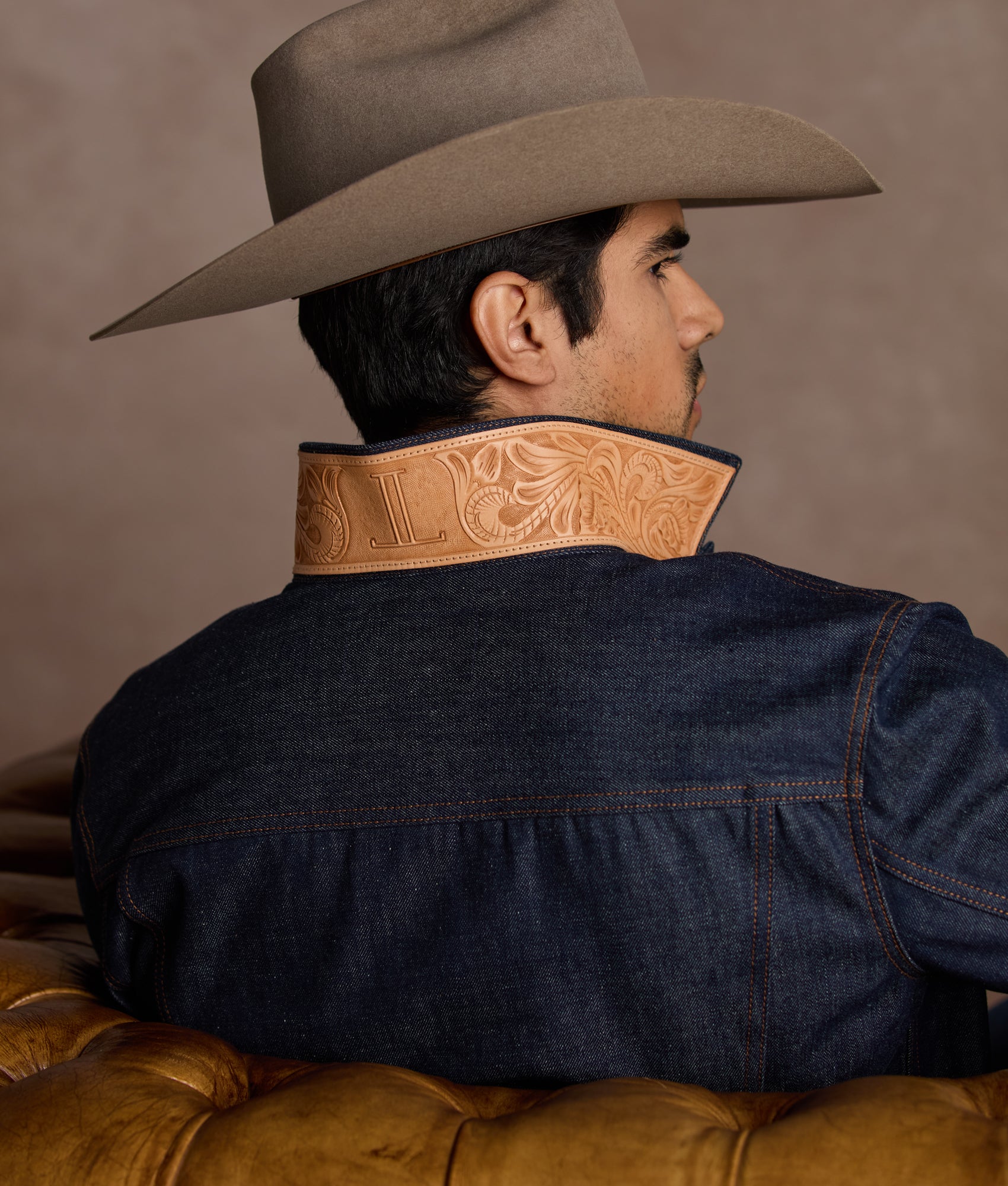 Vernon Hand-Tooled Denim Jacket :: River - Image 3